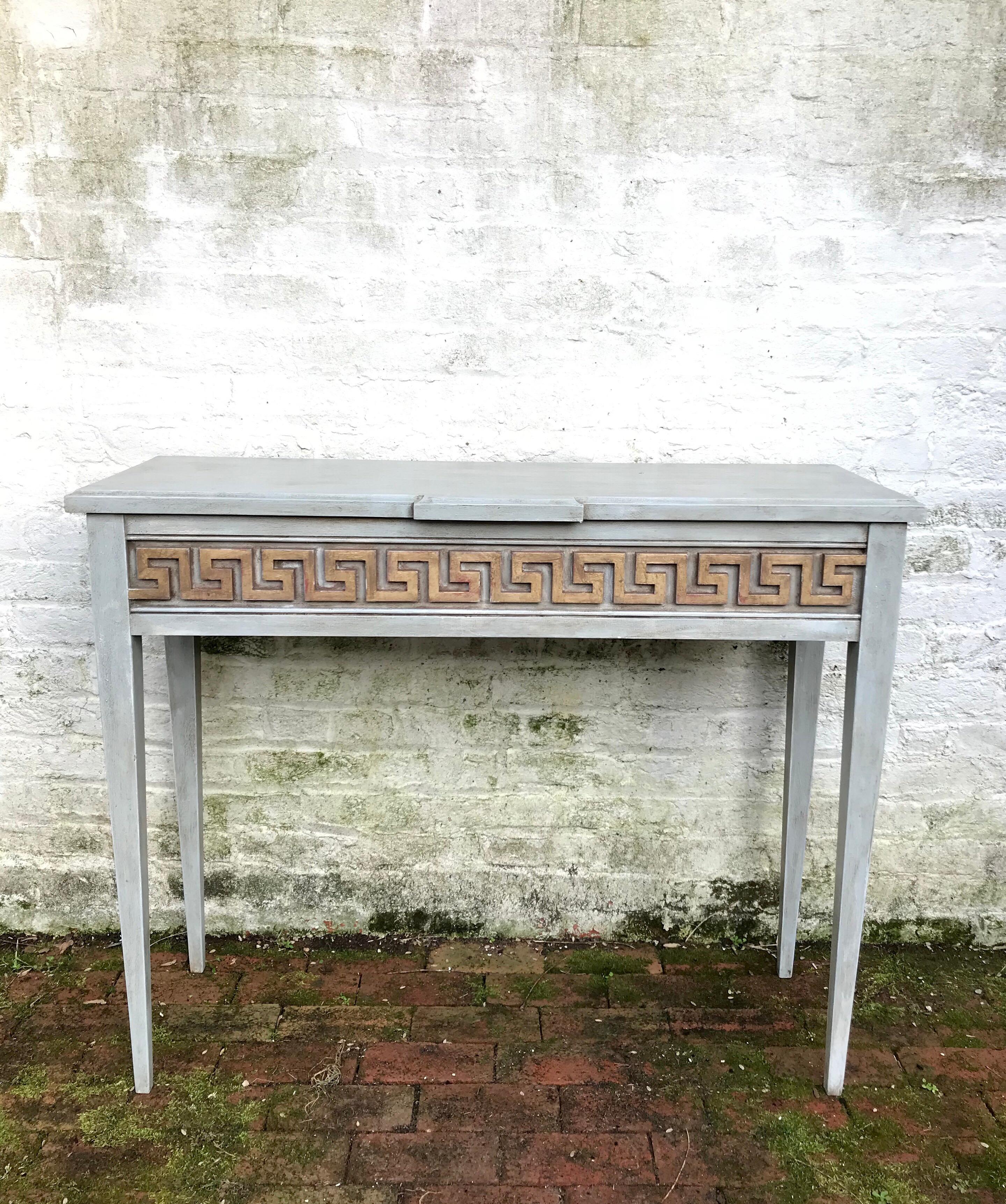 Gustavian Painted Console Table in the Neoclassical Taste Having Greek Key Detail For Sale