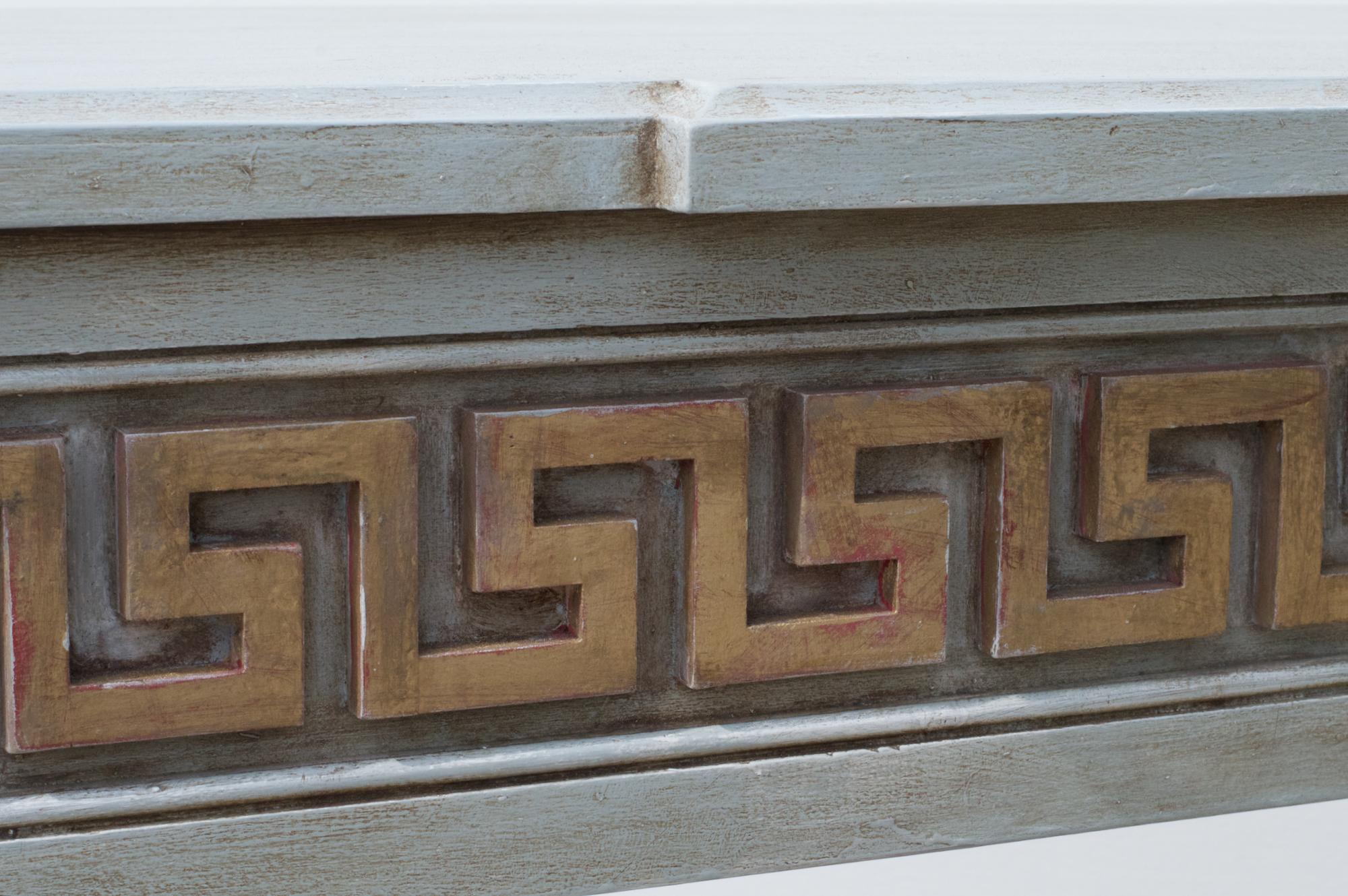 American Painted Console Table in the Neoclassical Taste Having Greek Key Detail For Sale
