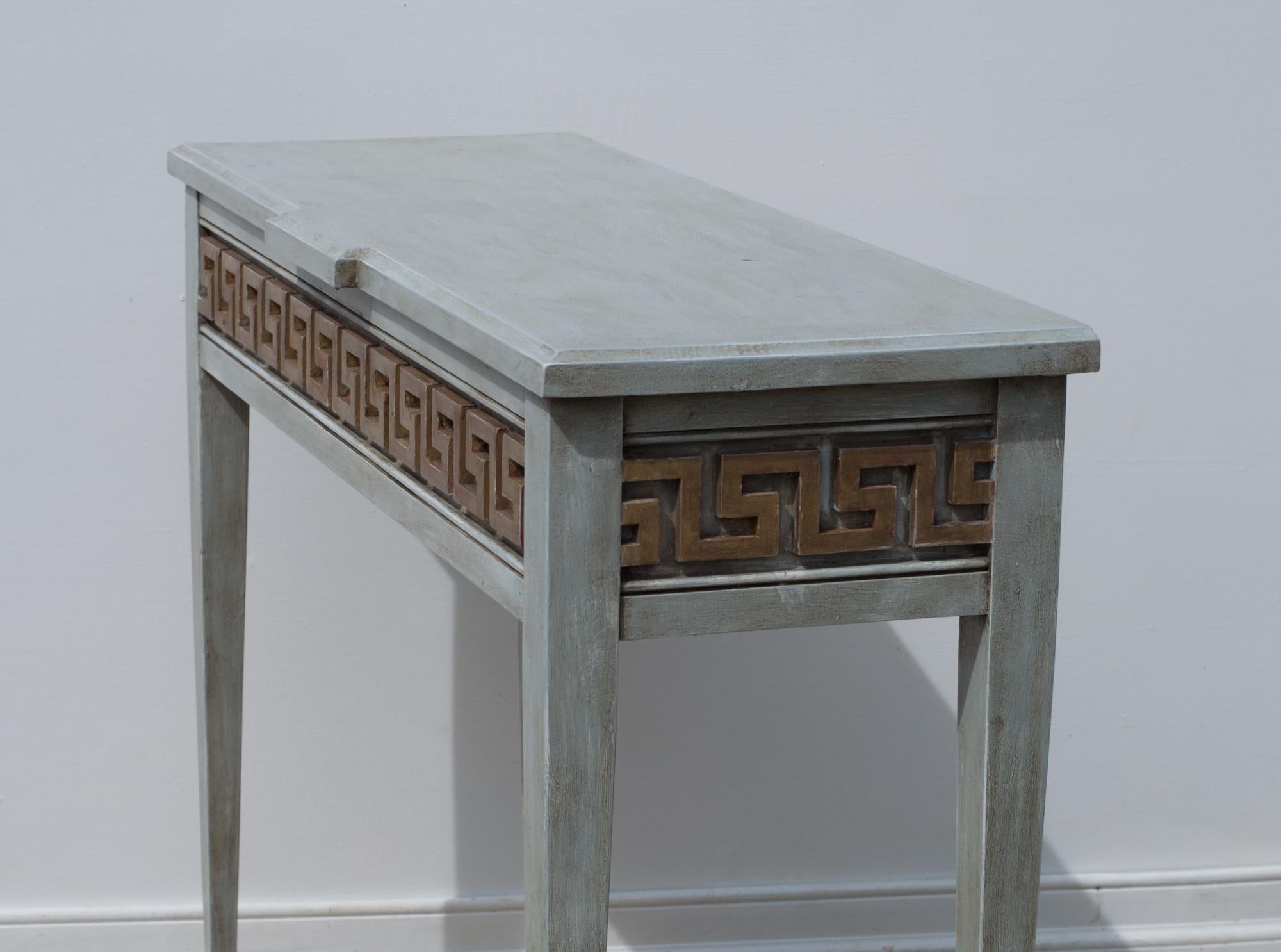 Painted Console Table in the Neoclassical Taste Having Greek Key Detail In Excellent Condition For Sale In Charlottesville, VA