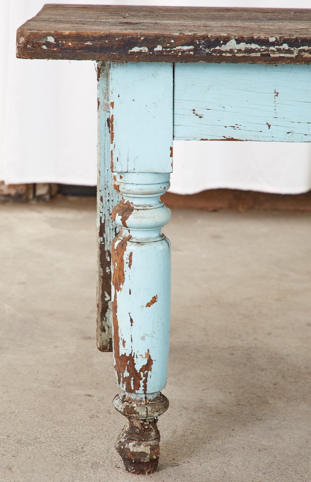 Painted Country English Oak Farmhouse Potting Work Table 3