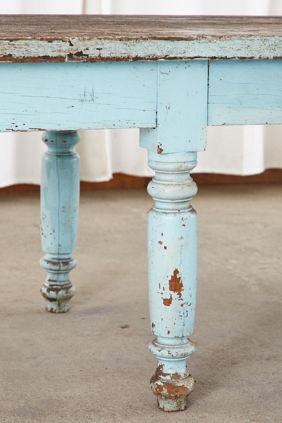 Painted Country English Oak Farmhouse Potting Work Table 4
