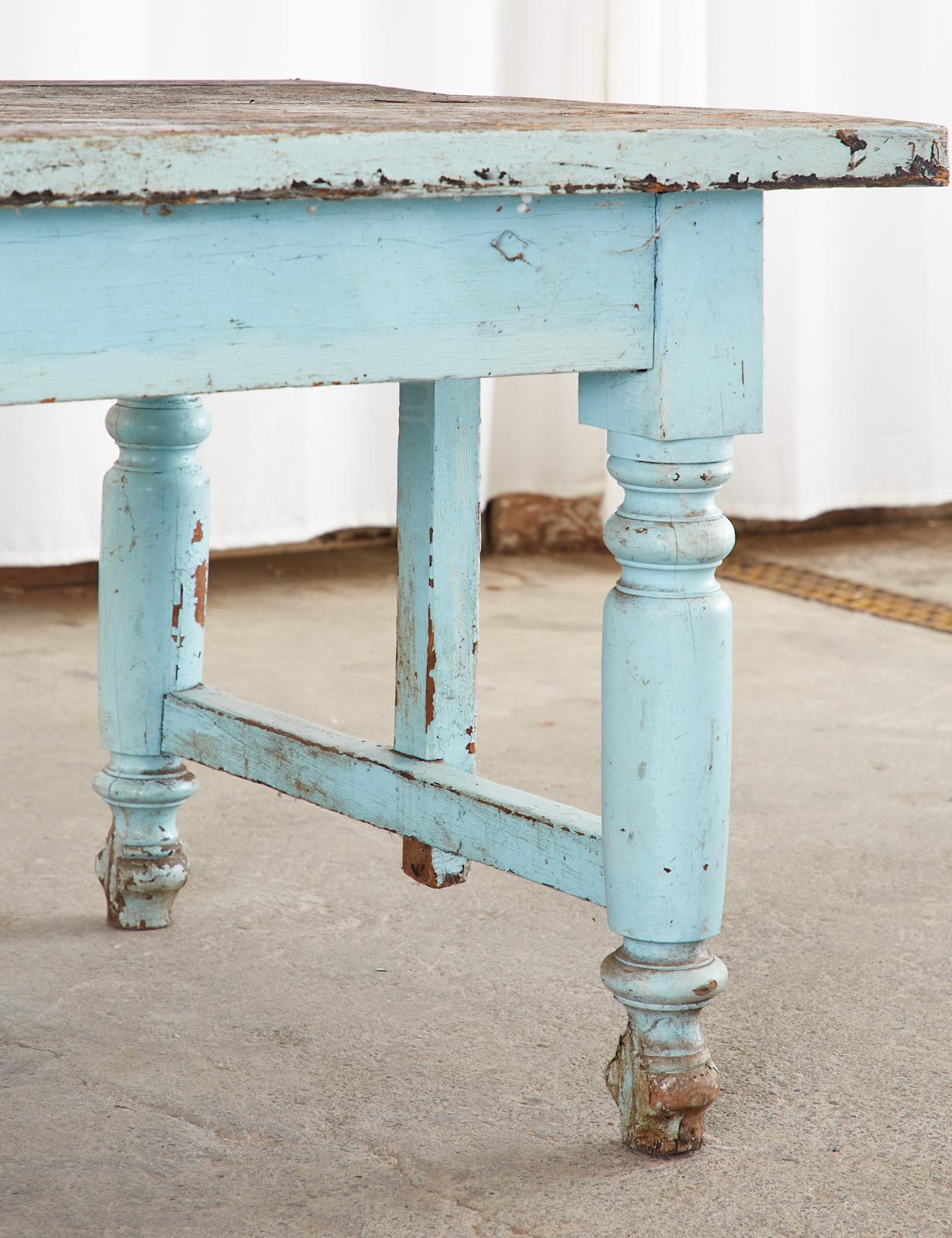 Painted Country English Oak Farmhouse Potting Work Table 5
