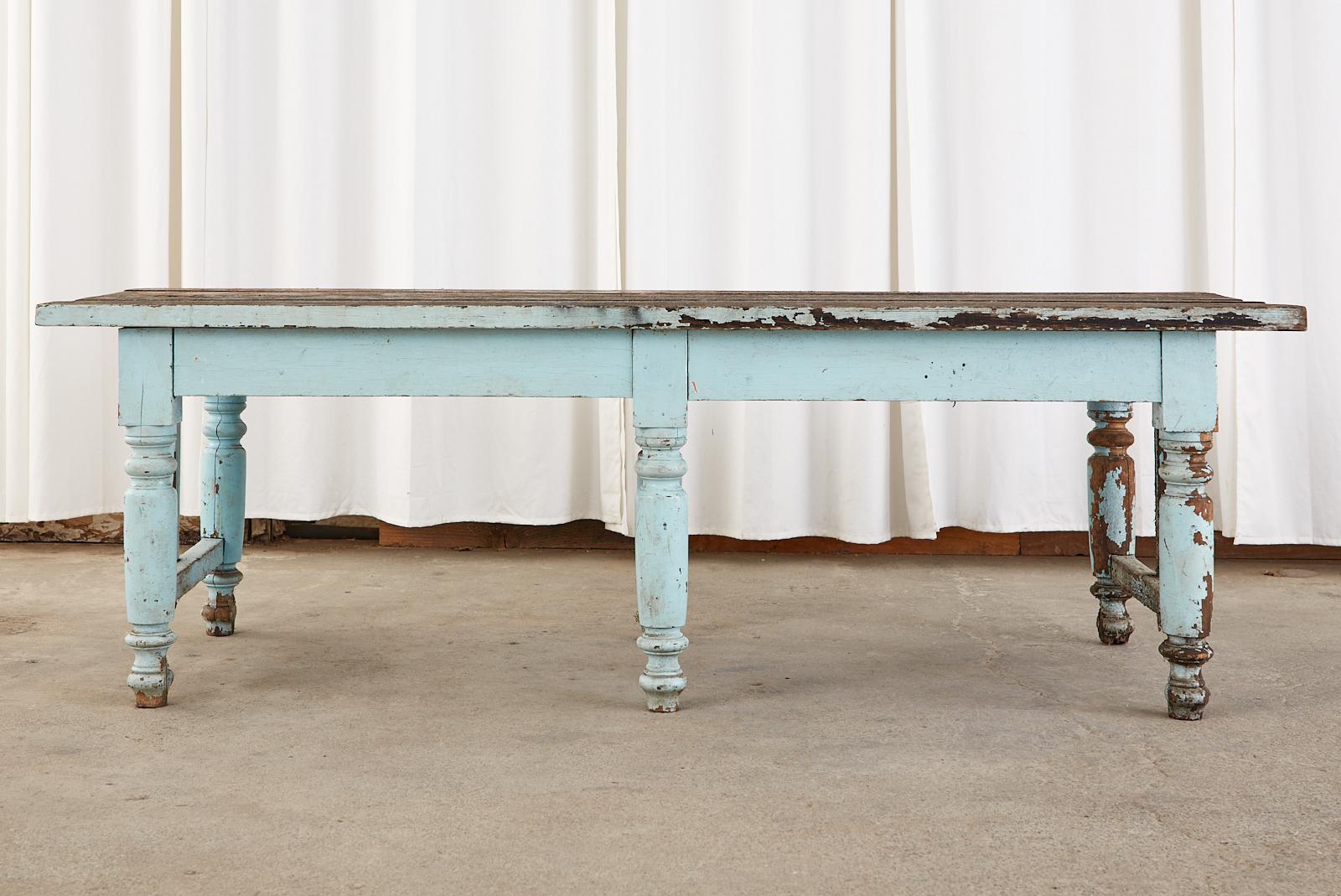 Painted Country English Oak Farmhouse Potting Work Table 10
