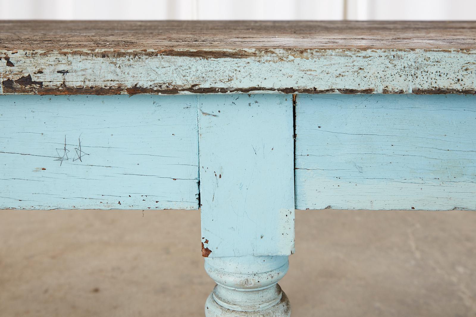 Painted Country English Oak Farmhouse Potting Work Table 12