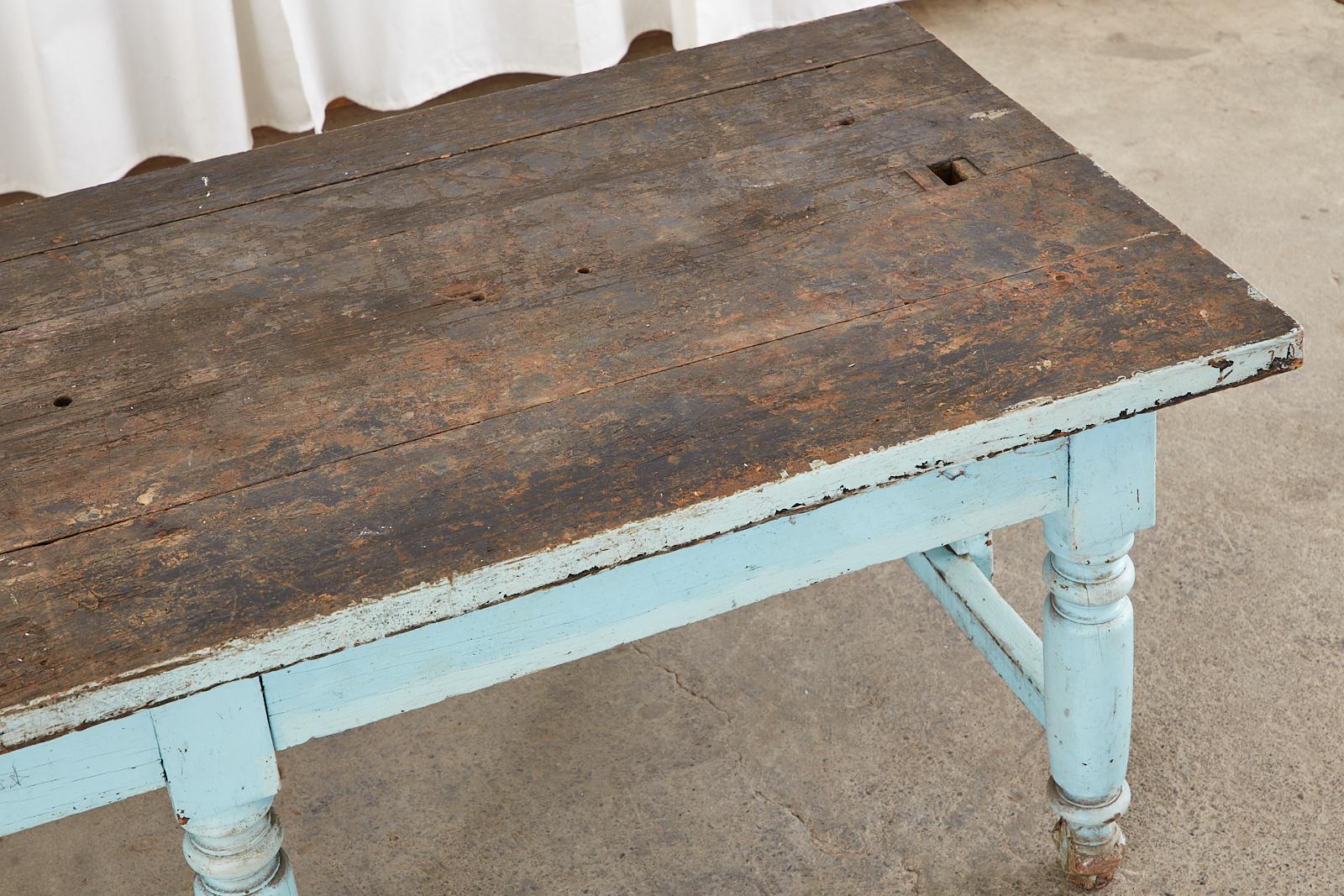20th Century Painted Country English Oak Farmhouse Potting Work Table
