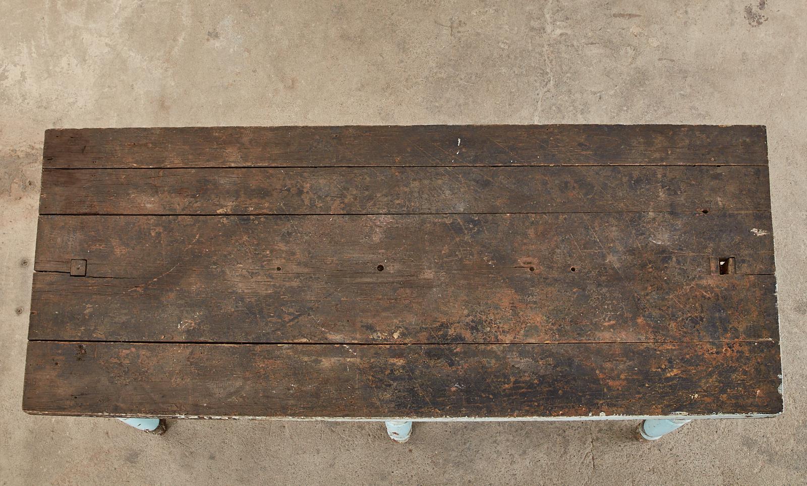 Painted Country English Oak Farmhouse Potting Work Table 1