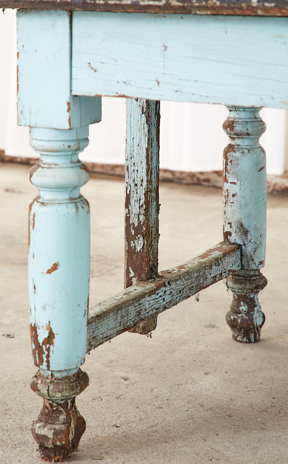 Painted Country English Oak Farmhouse Potting Work Table 2