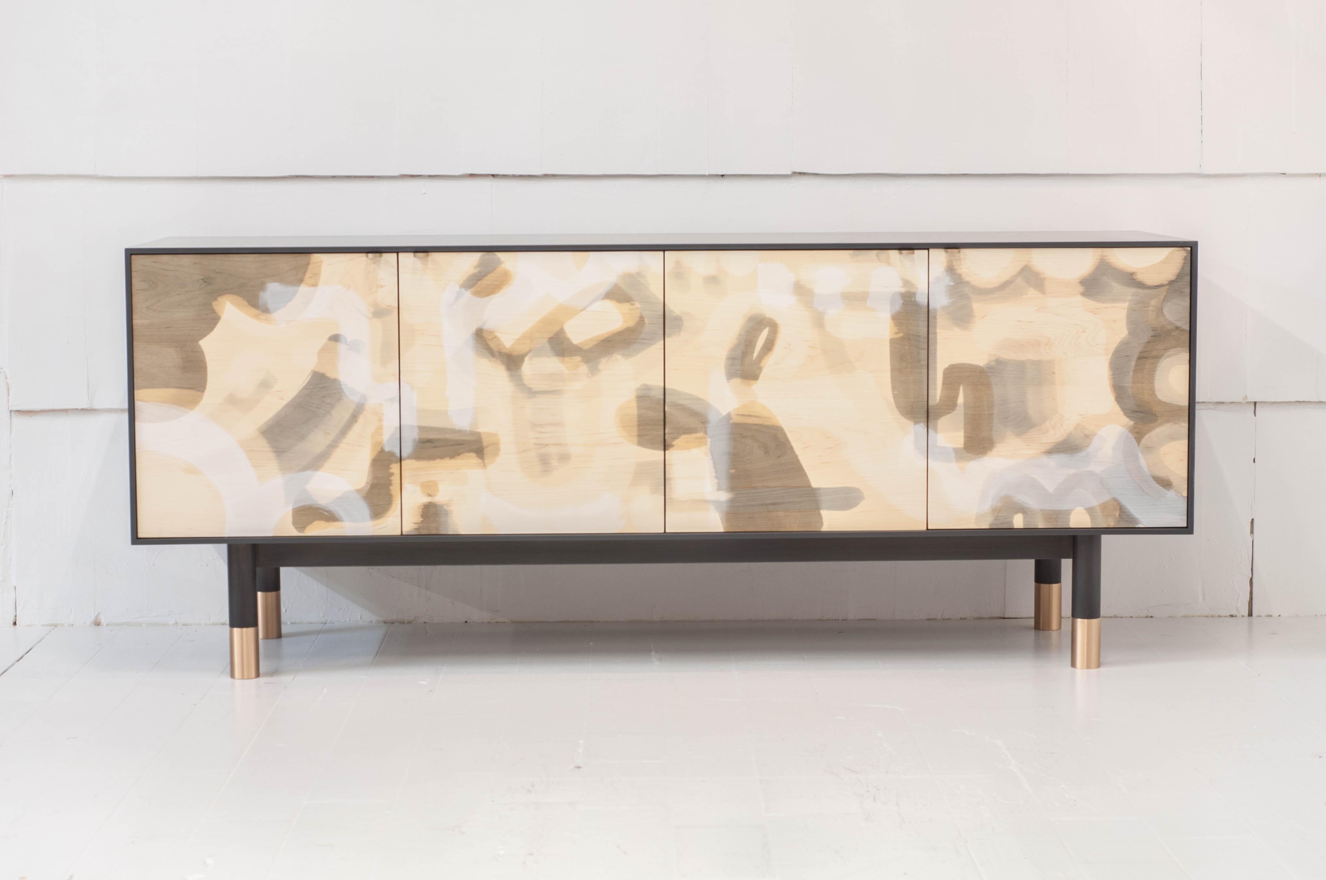 North American Painted Credenza, with Bronze Legs