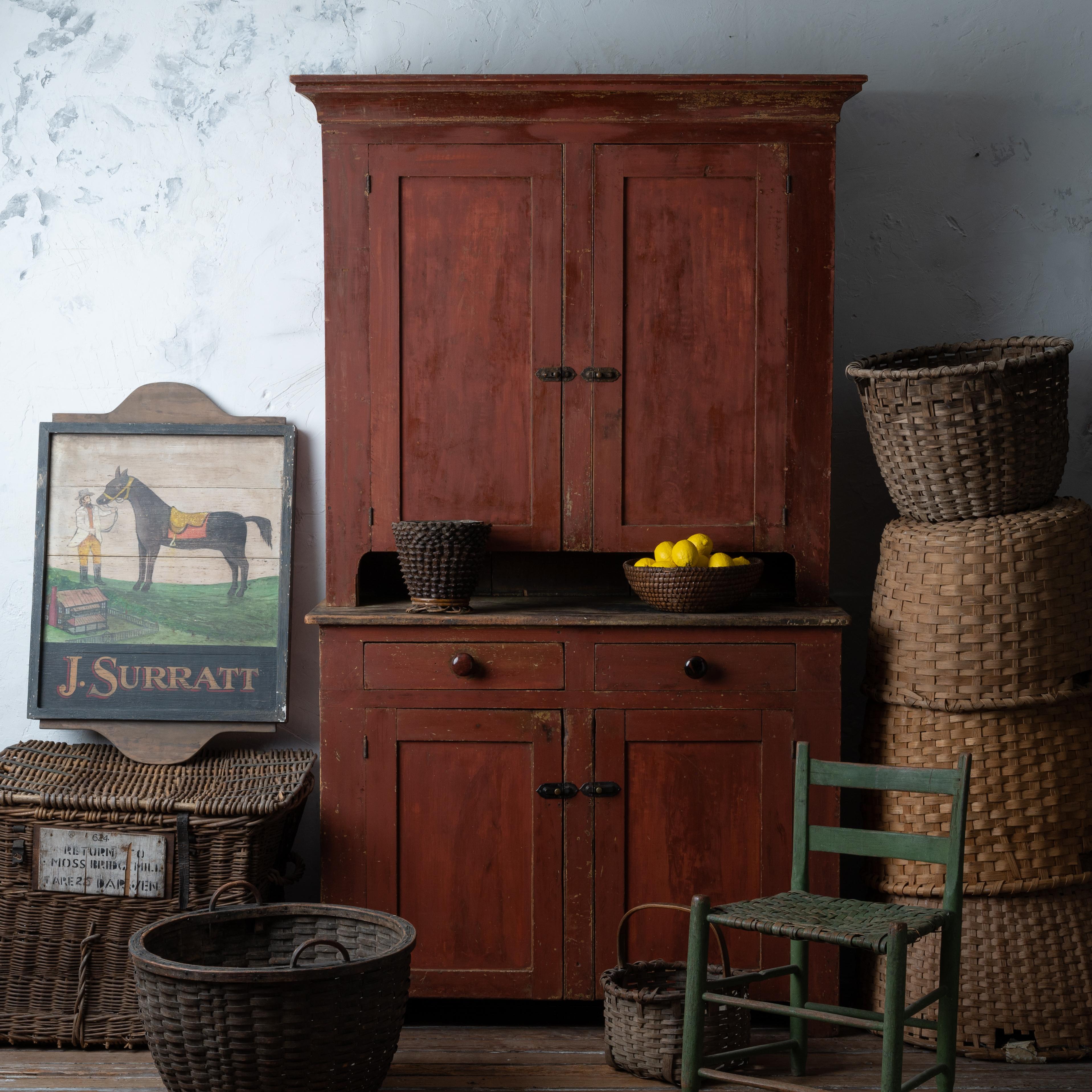 Primitive Painted Cupboard, 19th Century For Sale