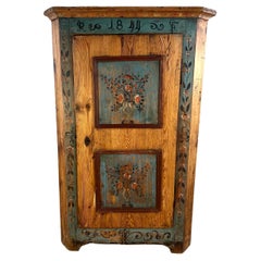 Painted cupboard – Floral bonnetiere – 1844
