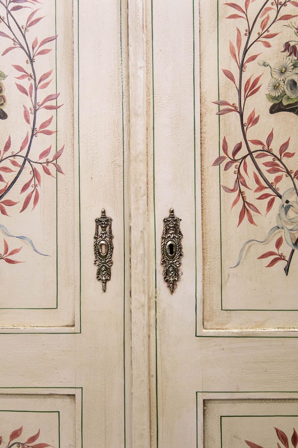 Hand-Painted Painted Danish Armoire
