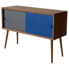 Painted Danish Sliding Door Cabinet