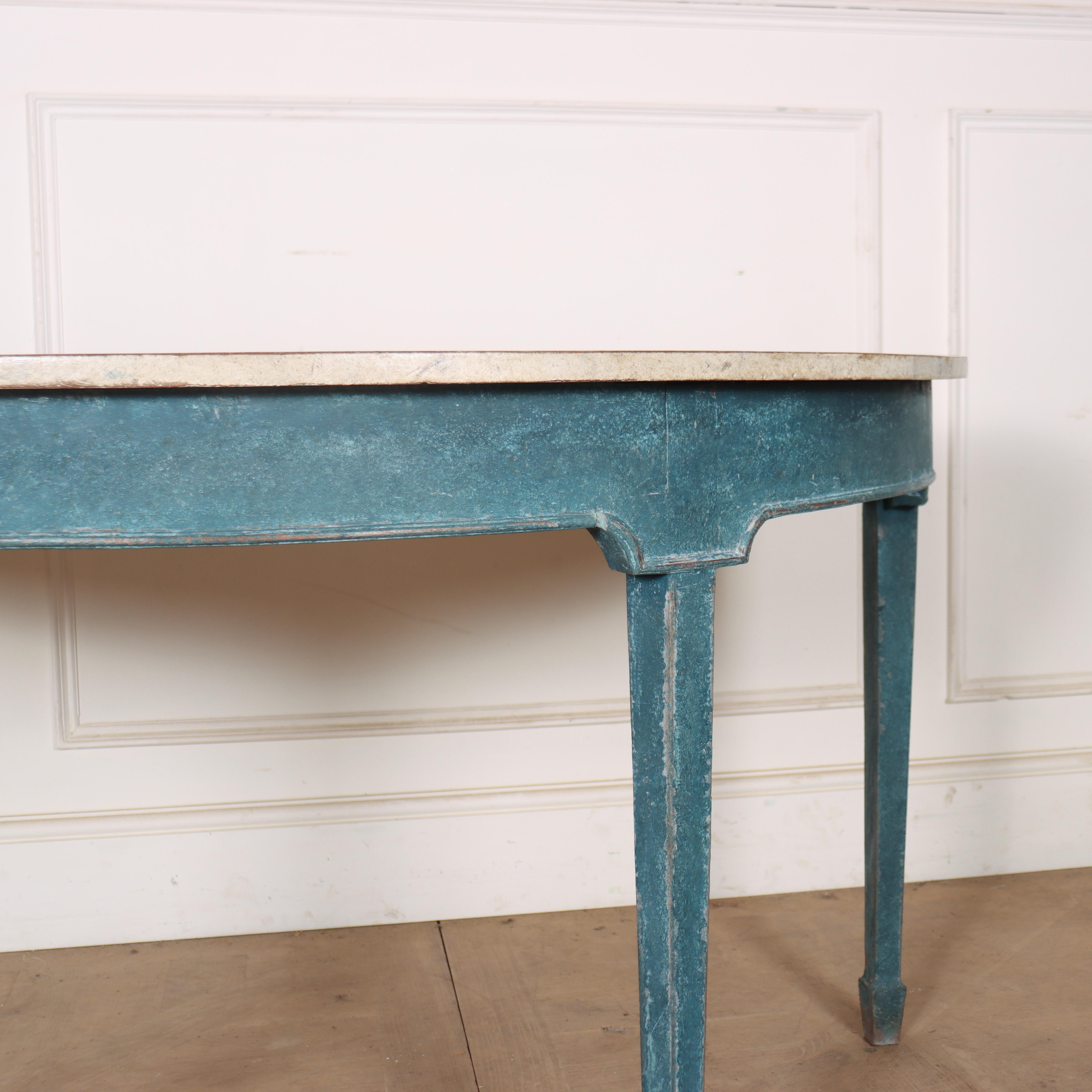 English Painted Demi-lune Console Table For Sale