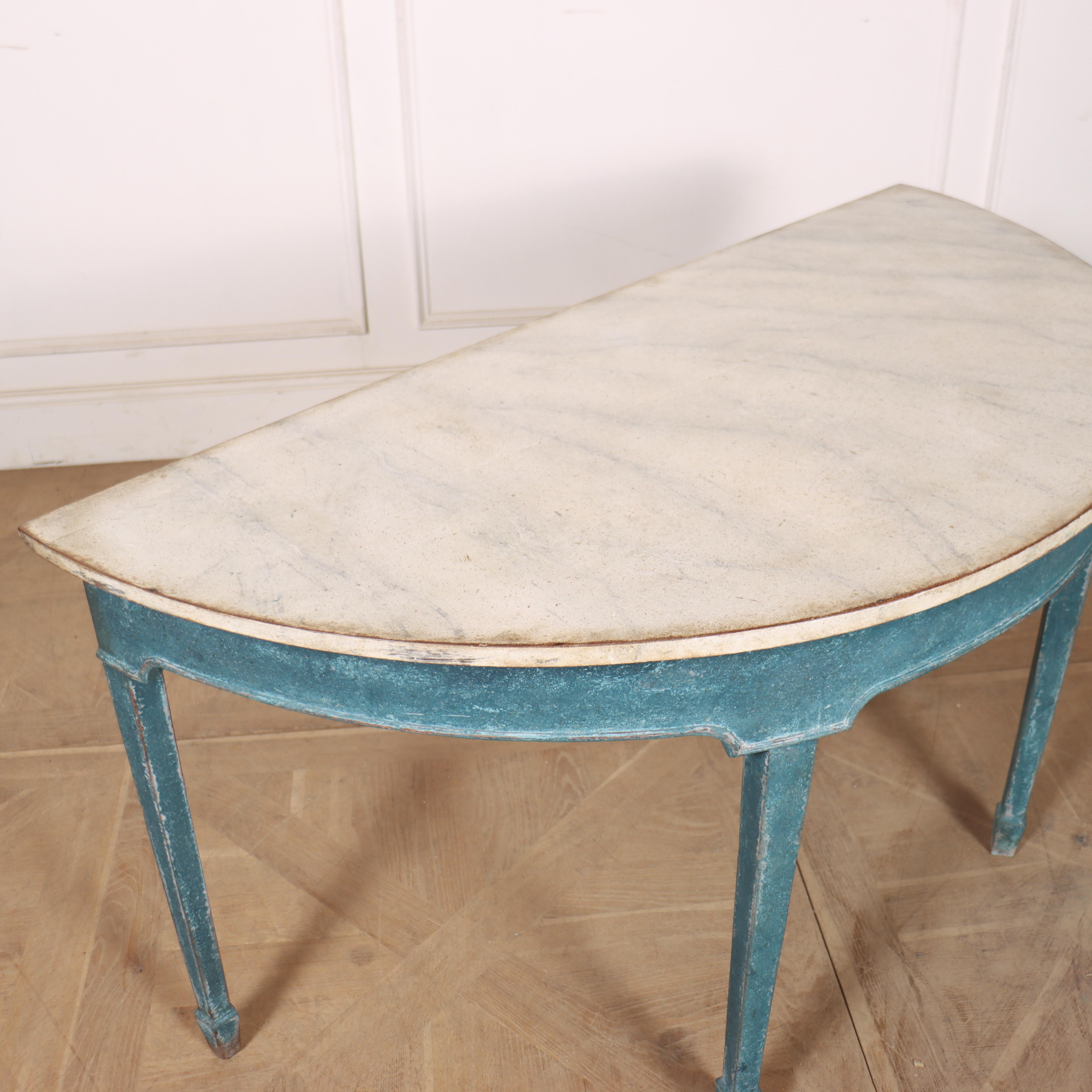 Pine Painted Demi-lune Console Table For Sale