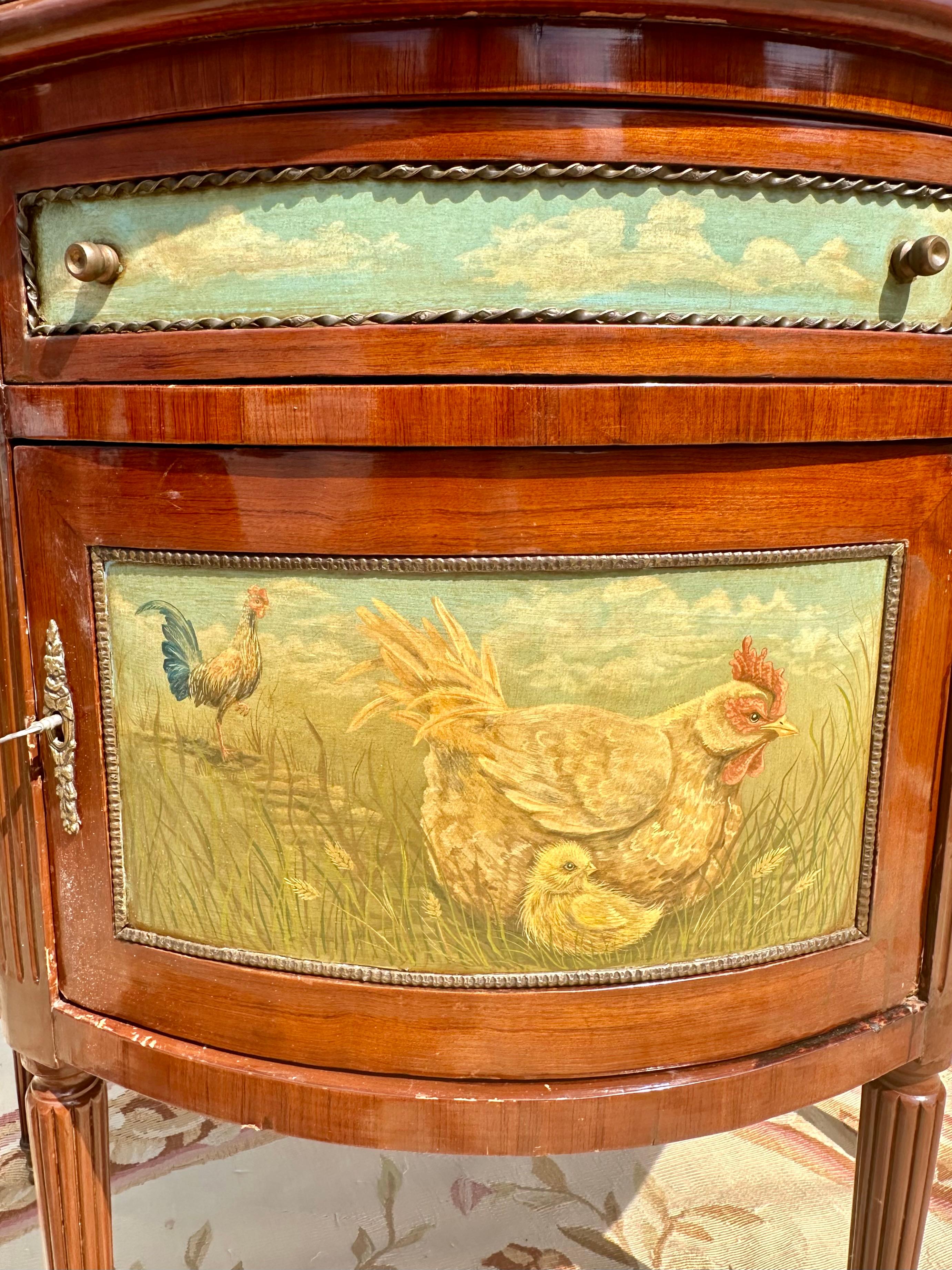 Hand-Painted Painted Demilune Cabinet Commode Console For Sale