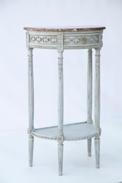 Painted Demilune Hall Stand with Breccia Marble Top