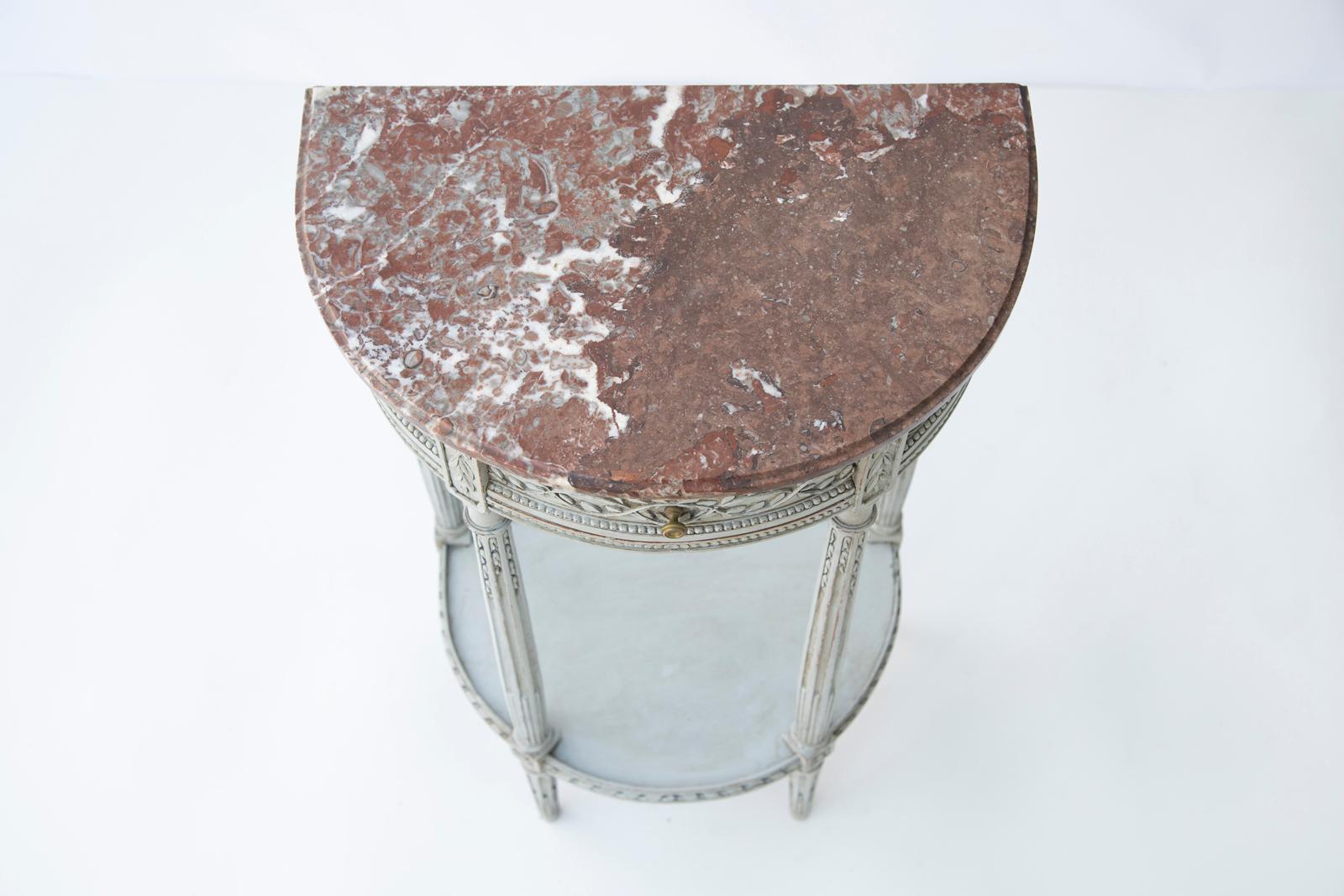 Painted Demilune Hall Stand with Breccia Marble Top 3