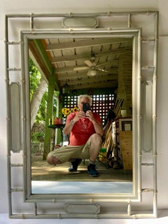 Painted  Distressed Faux Bamboo Mirror