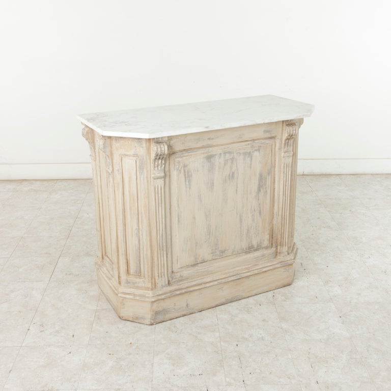Painted Dry Bar or Counter with Veined White Marble Top, circa 1900 at