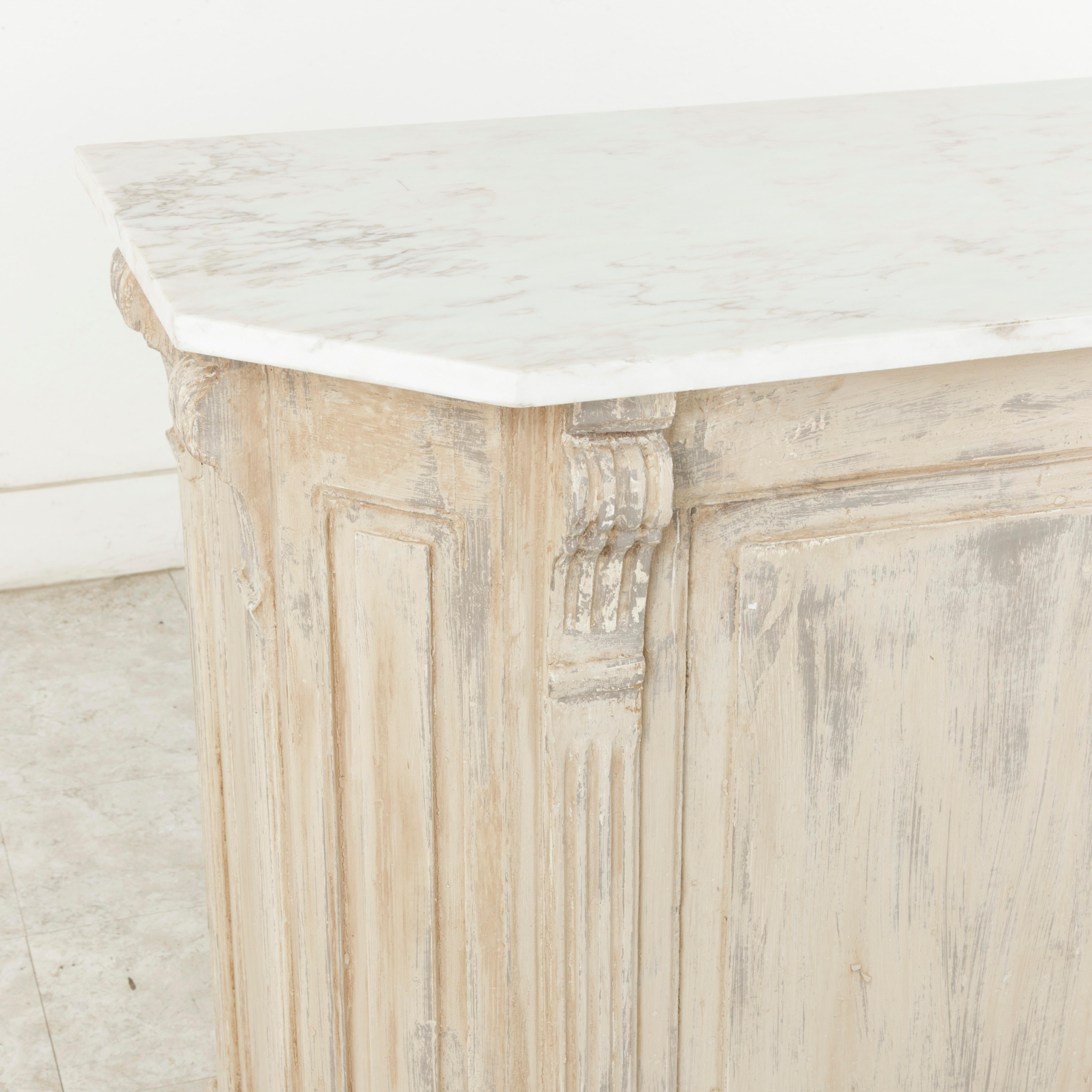 Painted Dry Bar or Counter with Veined White Marble Top, circa 1900 2