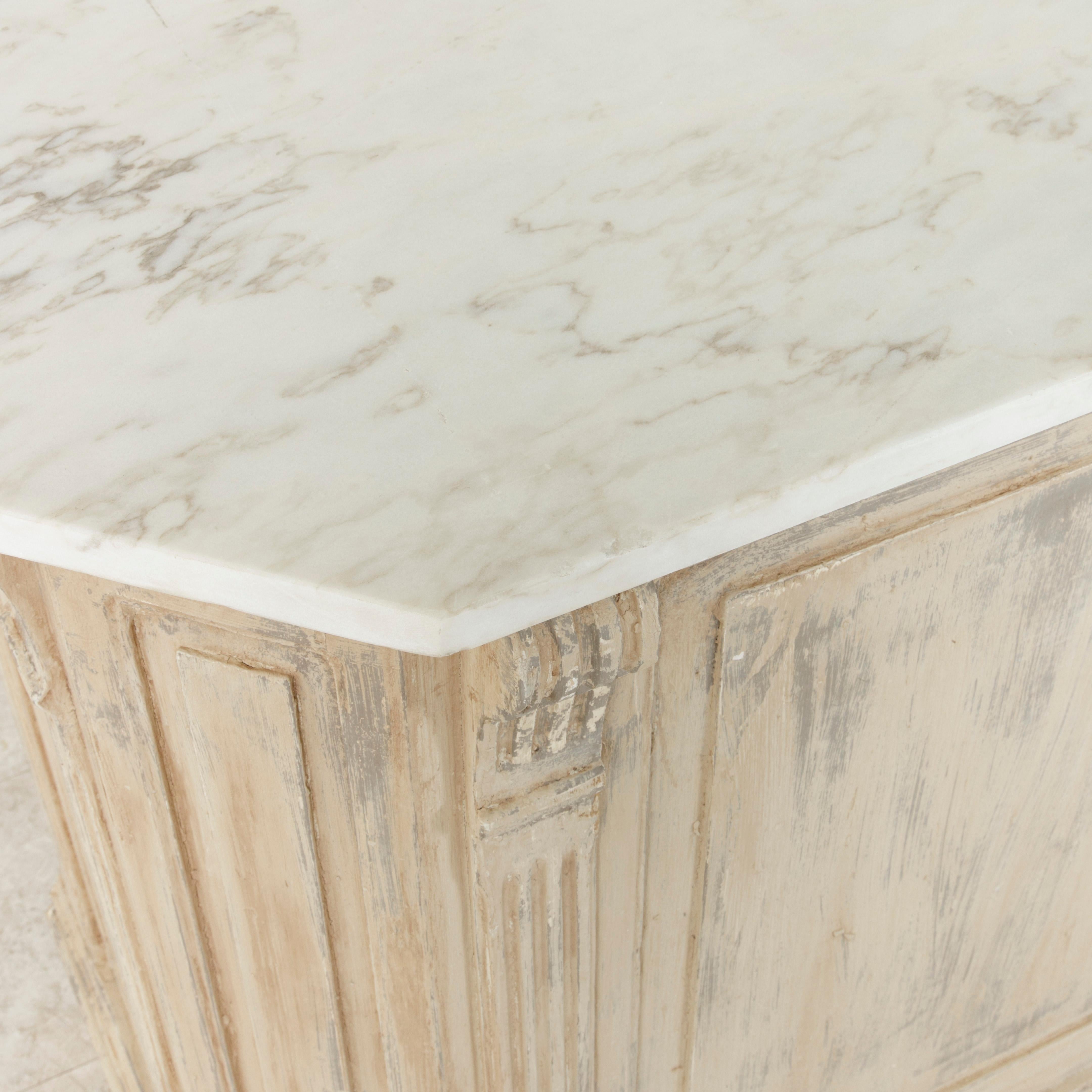 Painted Dry Bar or Counter with Veined White Marble Top, circa 1900 3