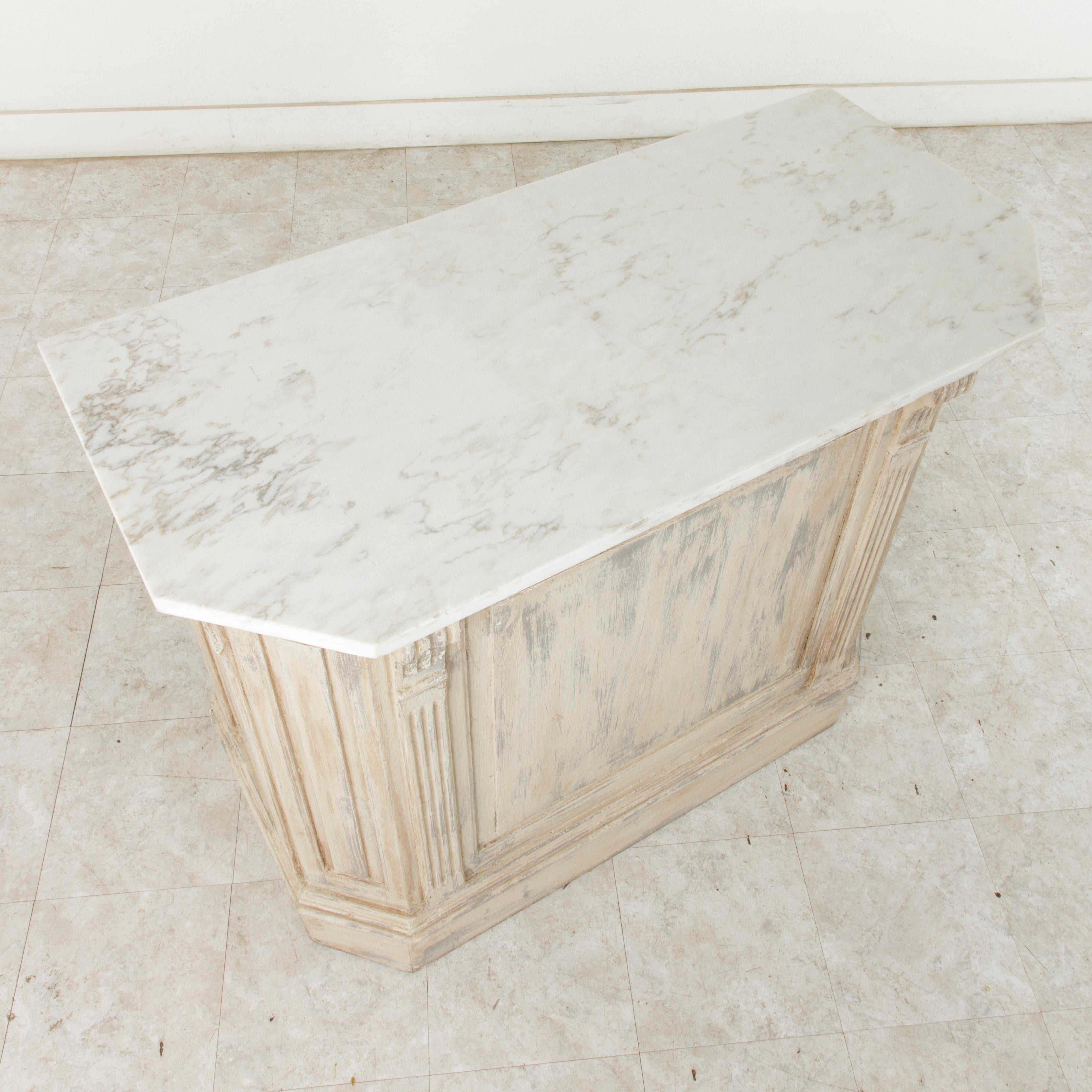 Painted Dry Bar or Counter with Veined White Marble Top, circa 1900 4