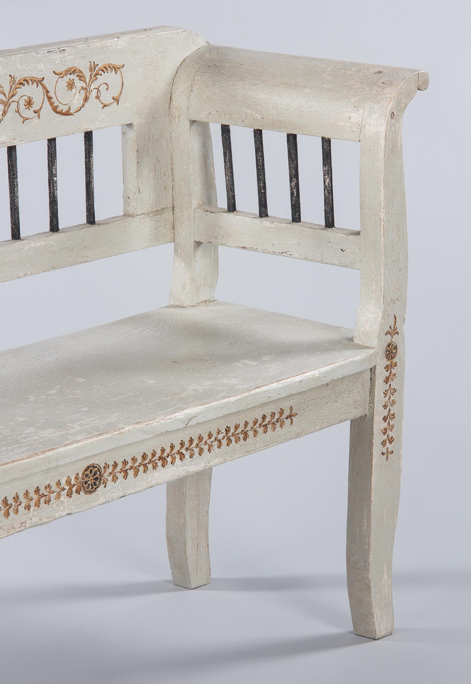 20th Century Painted Dutch Provincial Bench, Early 1900s