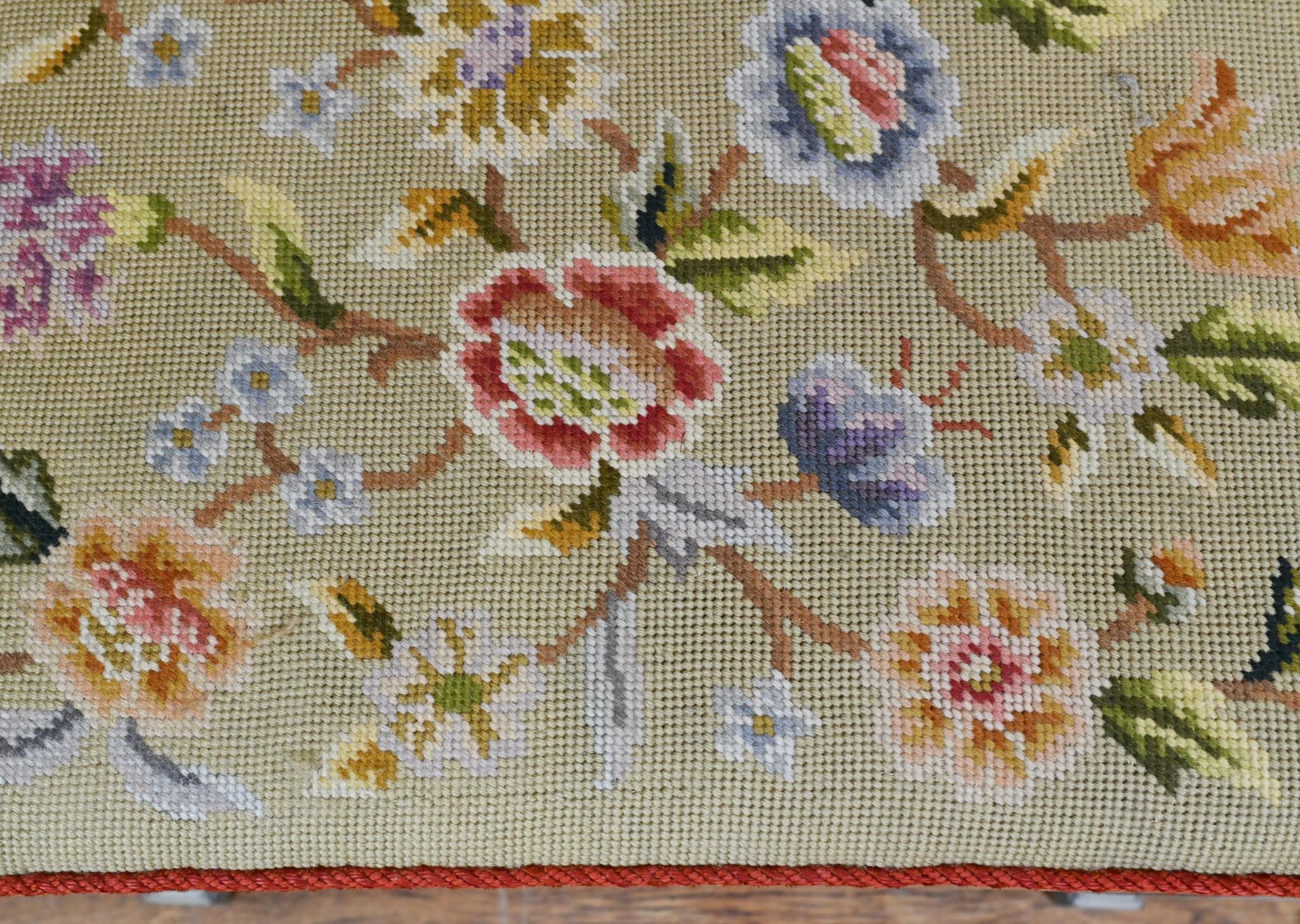 Painted Edwardian Stool Tapestry Needlepoint For Sale 3