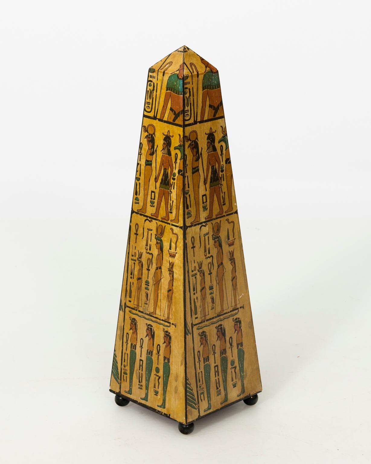 Wood Painted Egyptian Obelisk For Sale