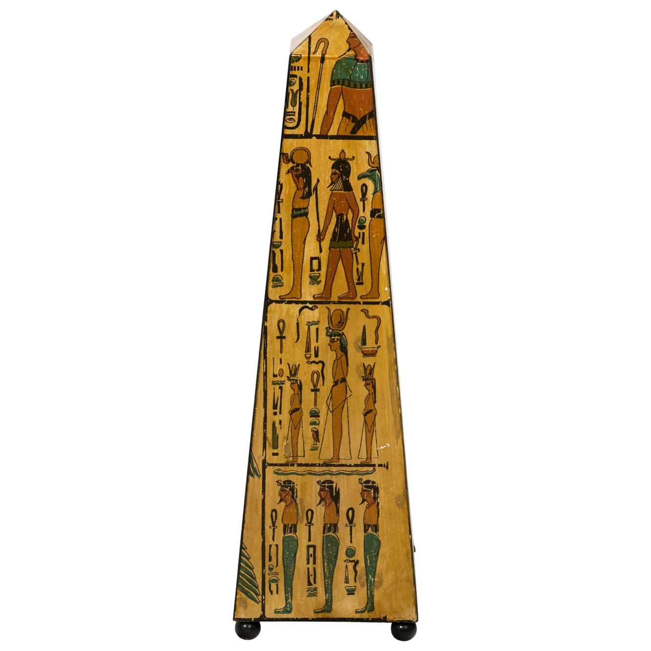 Painted Egyptian Obelisk For Sale