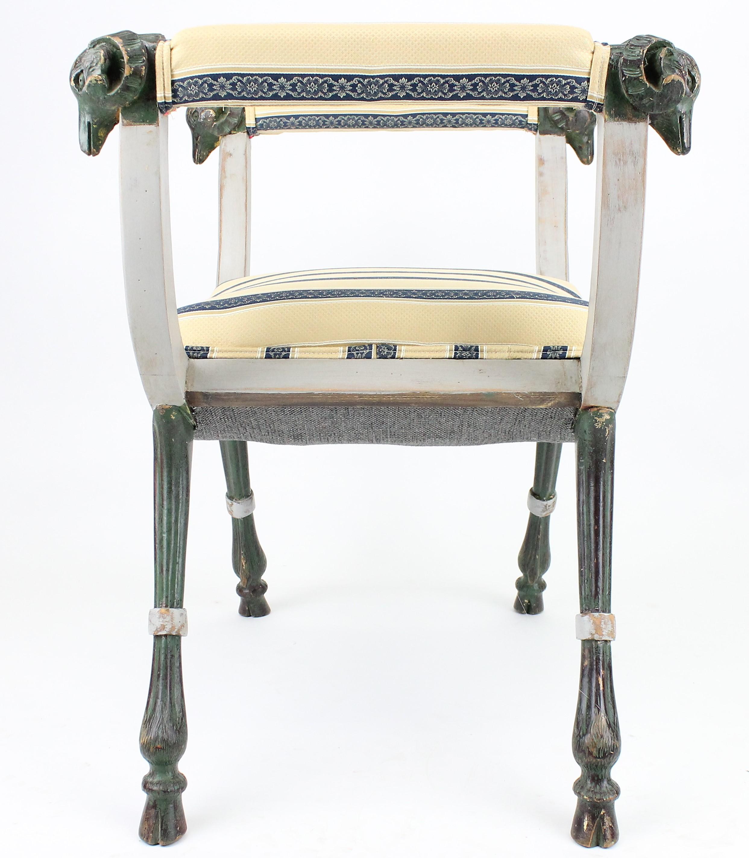Painted Empire Stool or Bench, Sweden, Late 19th Century For Sale 4