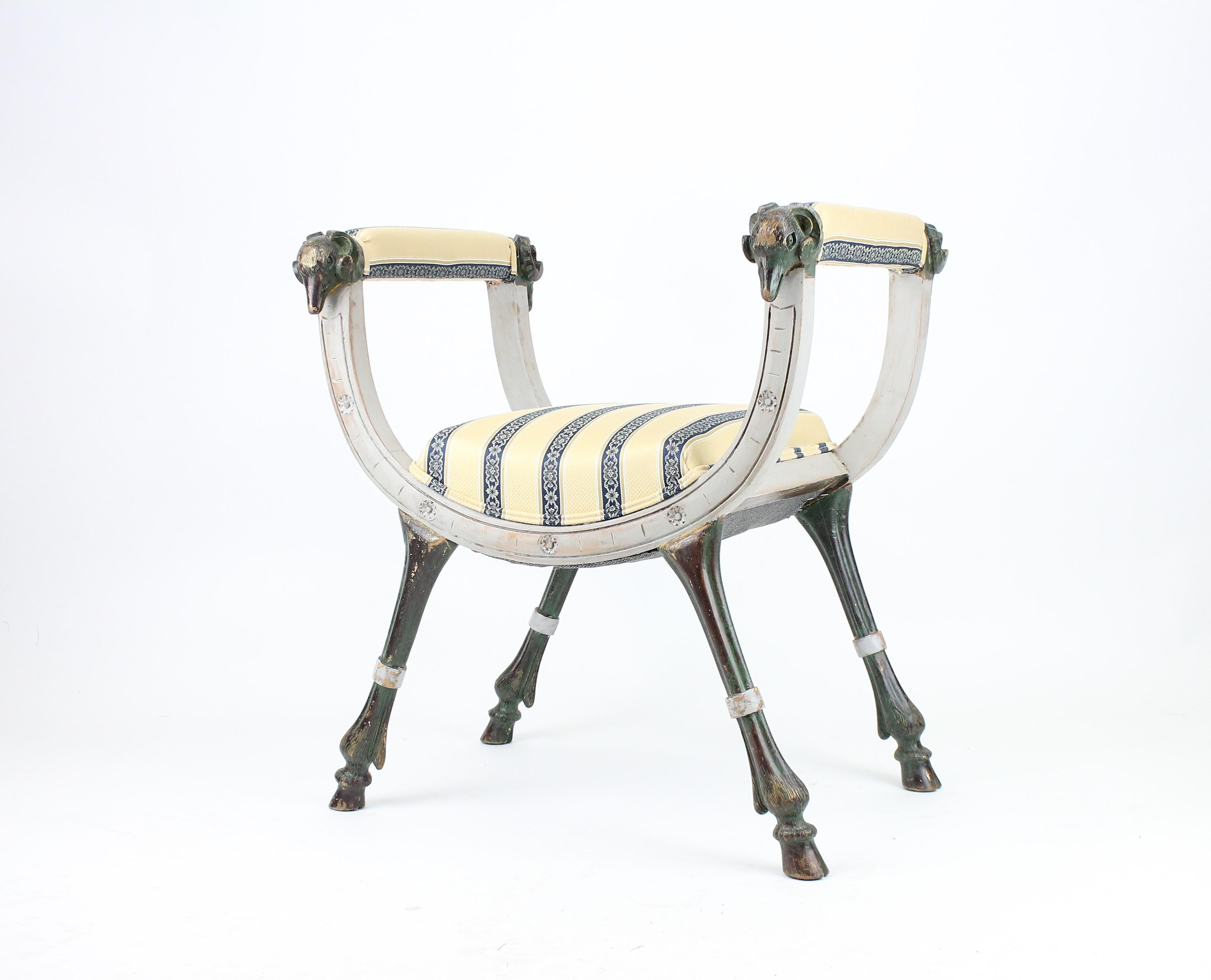 Painted Empire Stool or Bench, Sweden, Late 19th Century For Sale 6