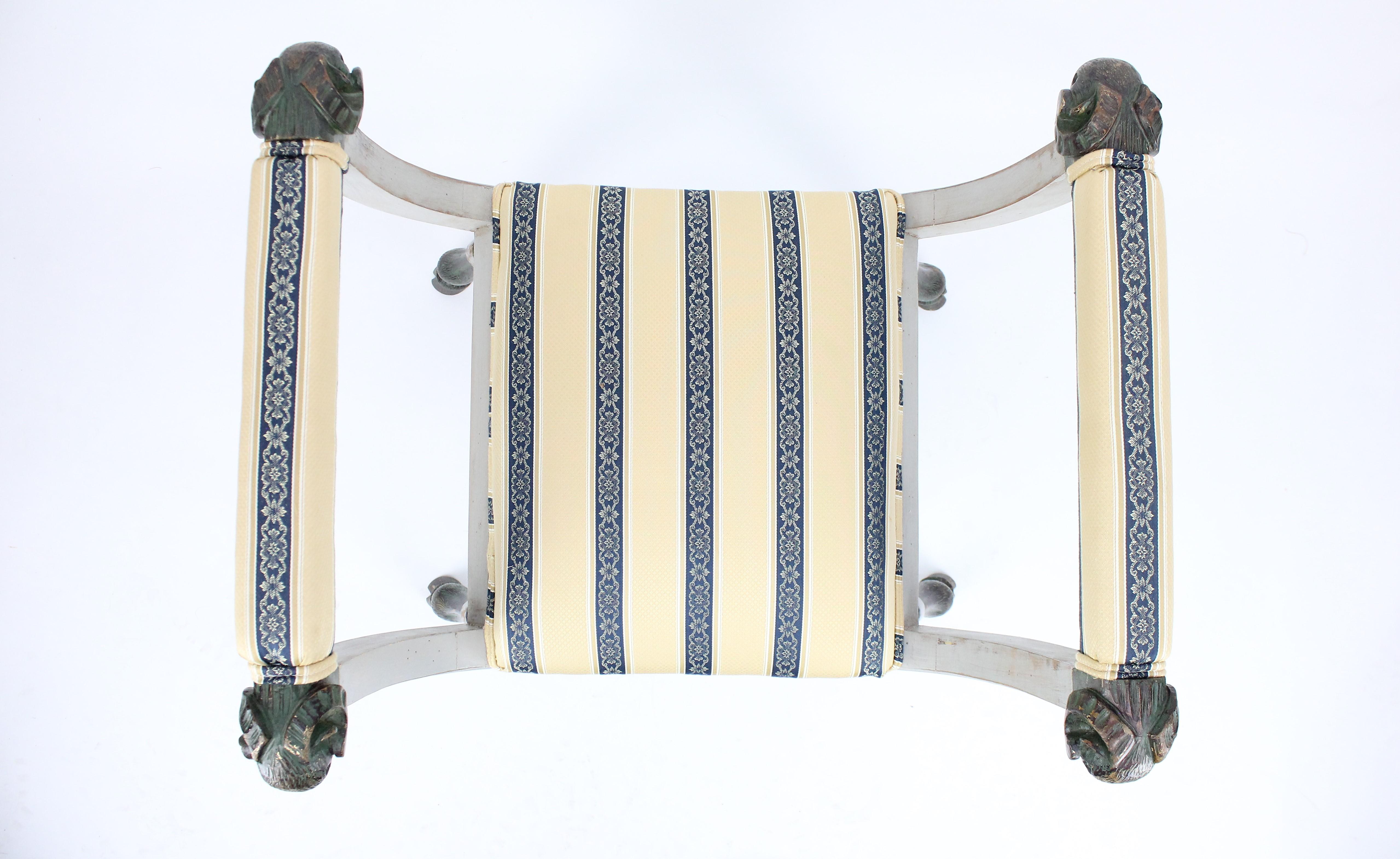 Painted Empire Stool or Bench, Sweden, Late 19th Century For Sale 11