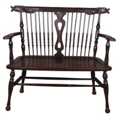 Painted English Carved Settle