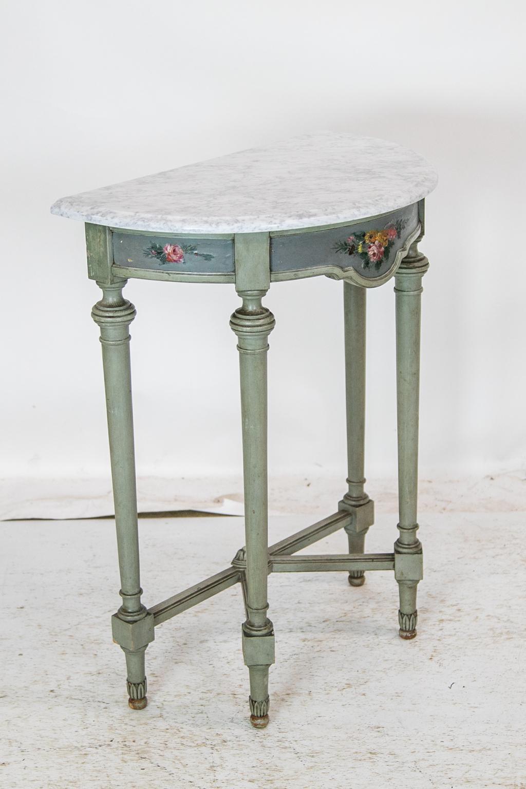 Painted English Demilune Side Table 1