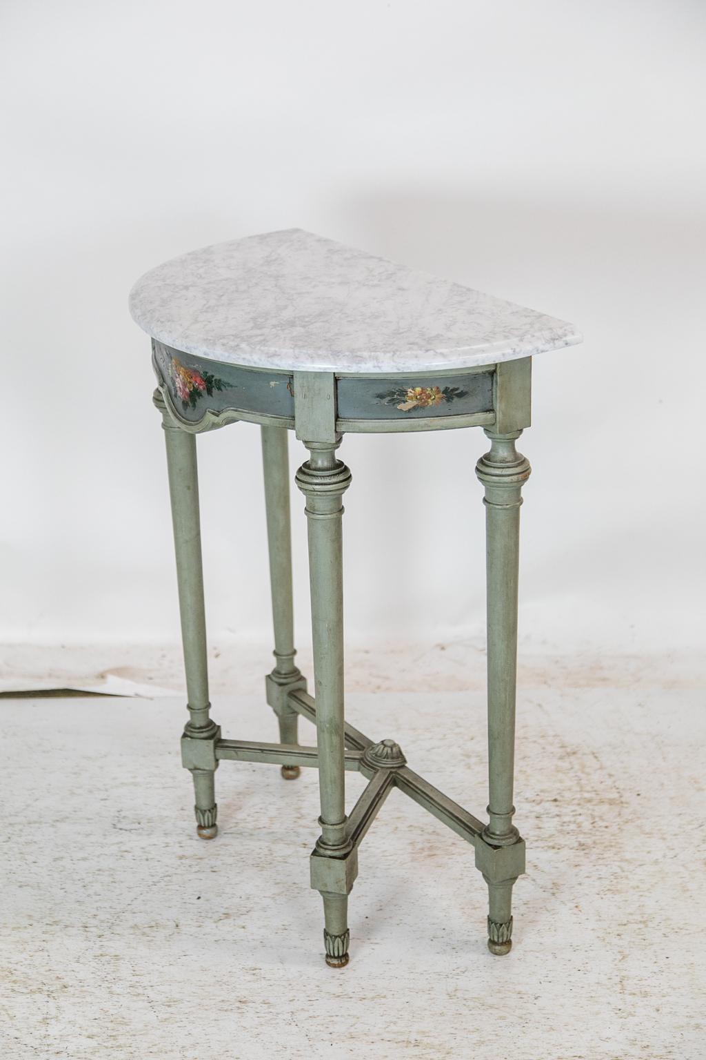 Painted English Demilune Side Table 2