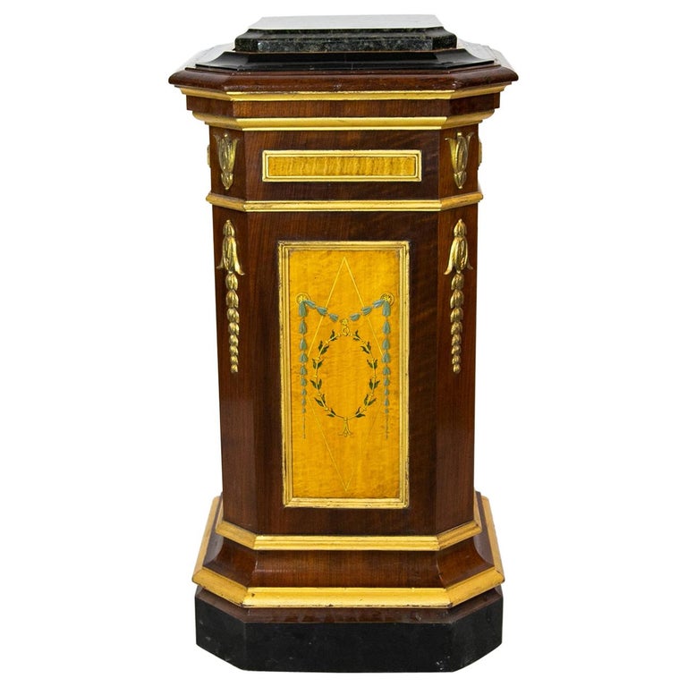 Painted English Four Sided Pedestal For Sale at 1stDibs