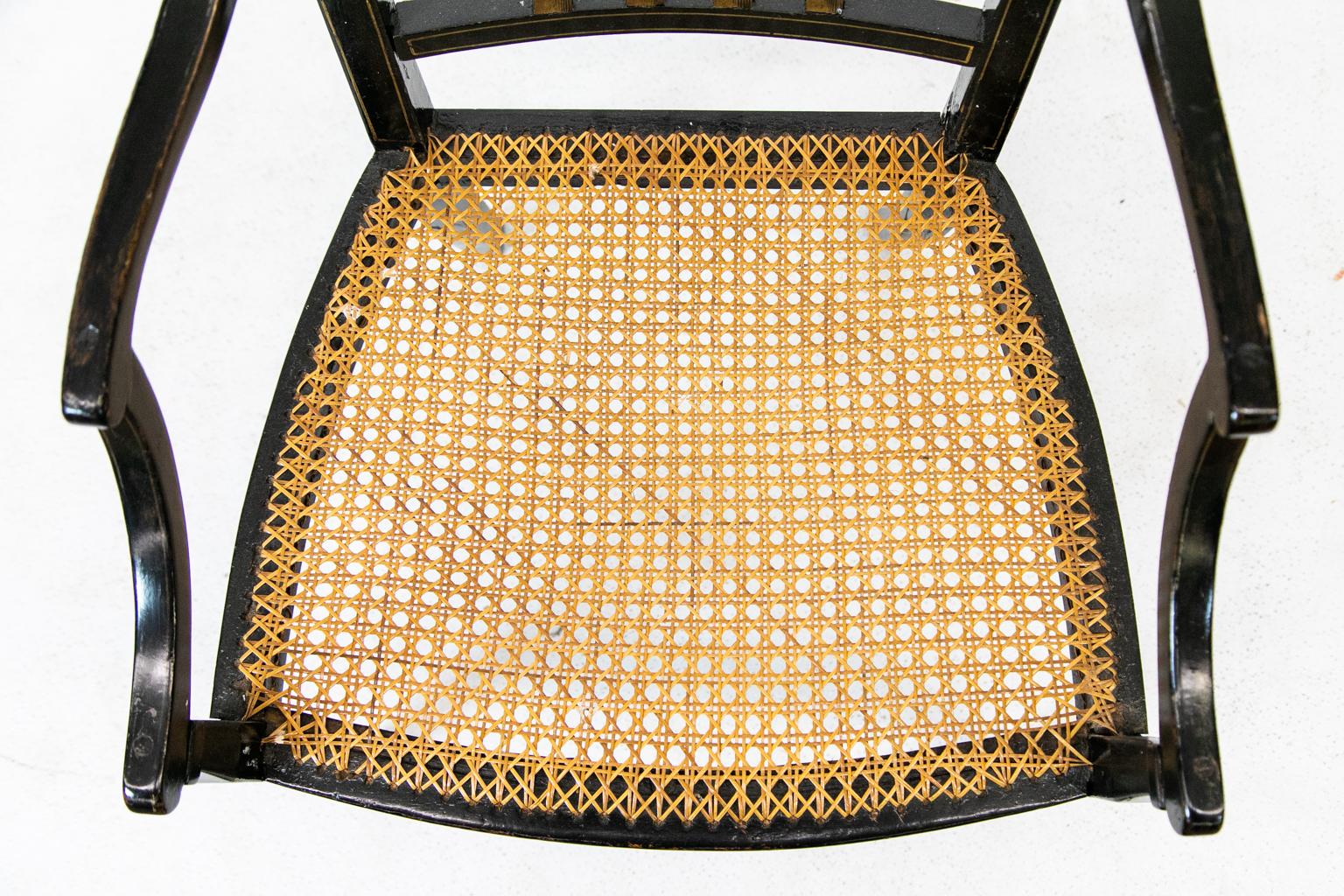 Hand-Painted Painted English Hepplewhite Arm Chair