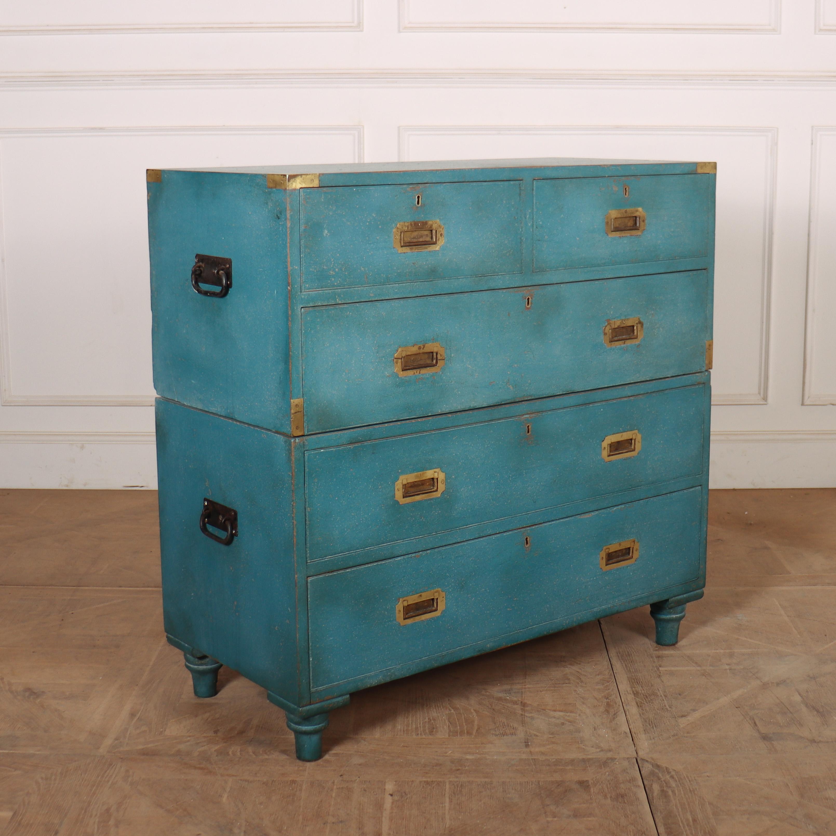 19th C English military chest with later aged blue paint. 1840.

Reference: 8349

Dimensions
39 inches (99 cms) Wide
18.5 inches (47 cms) Deep
39 inches (99 cms) High