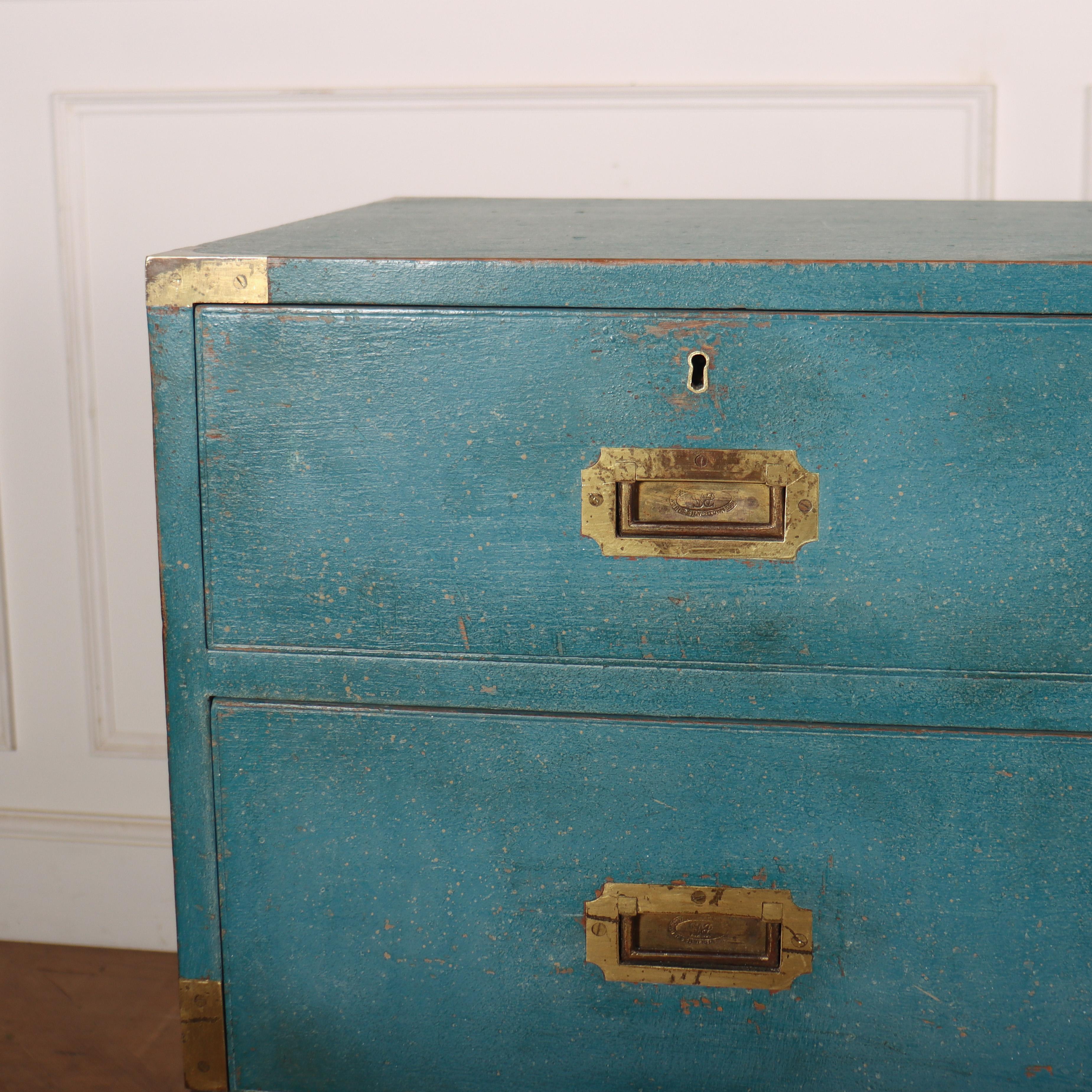 Victorian Painted English Military Chest For Sale