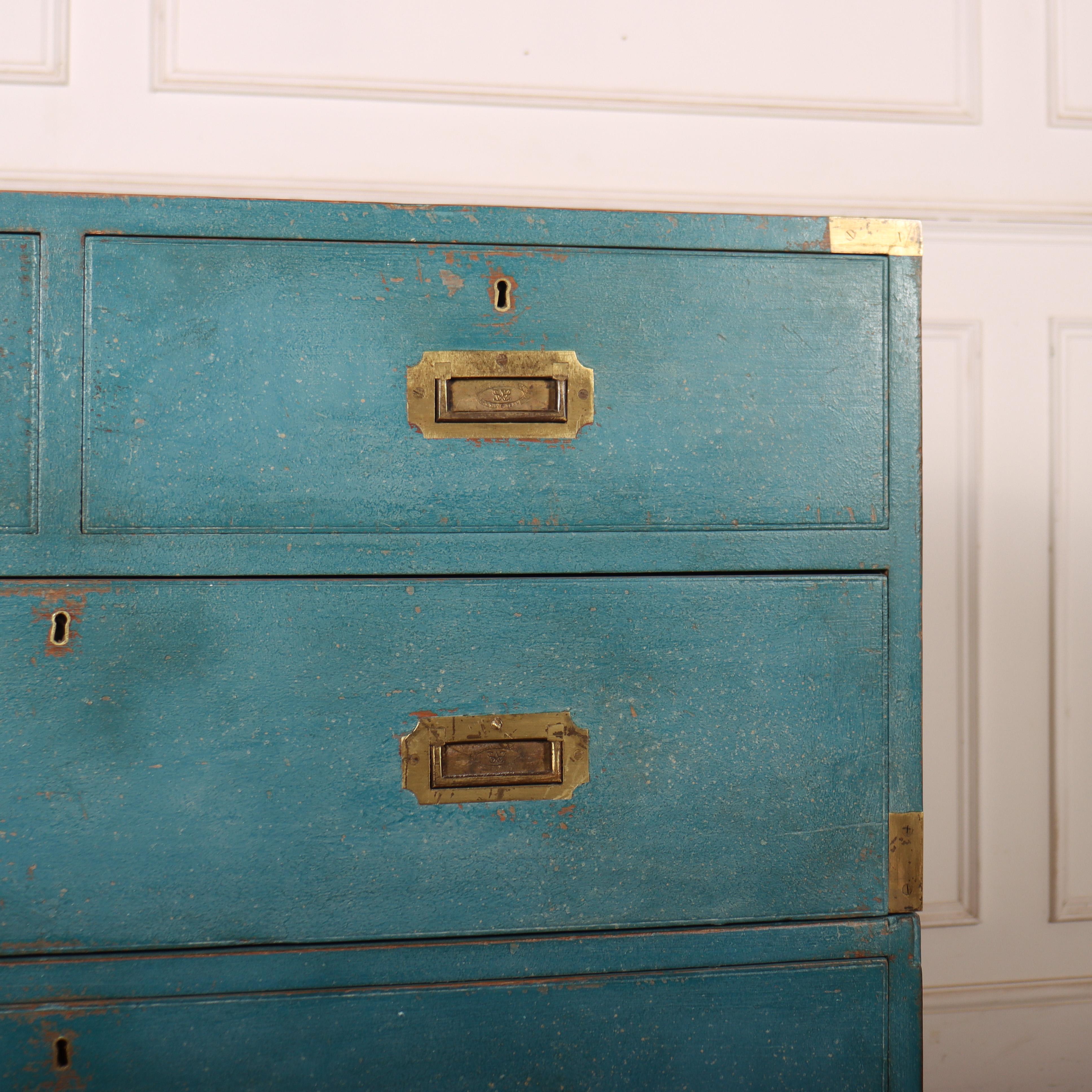 Pine Painted English Military Chest For Sale