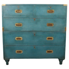 Used Painted English Military Chest