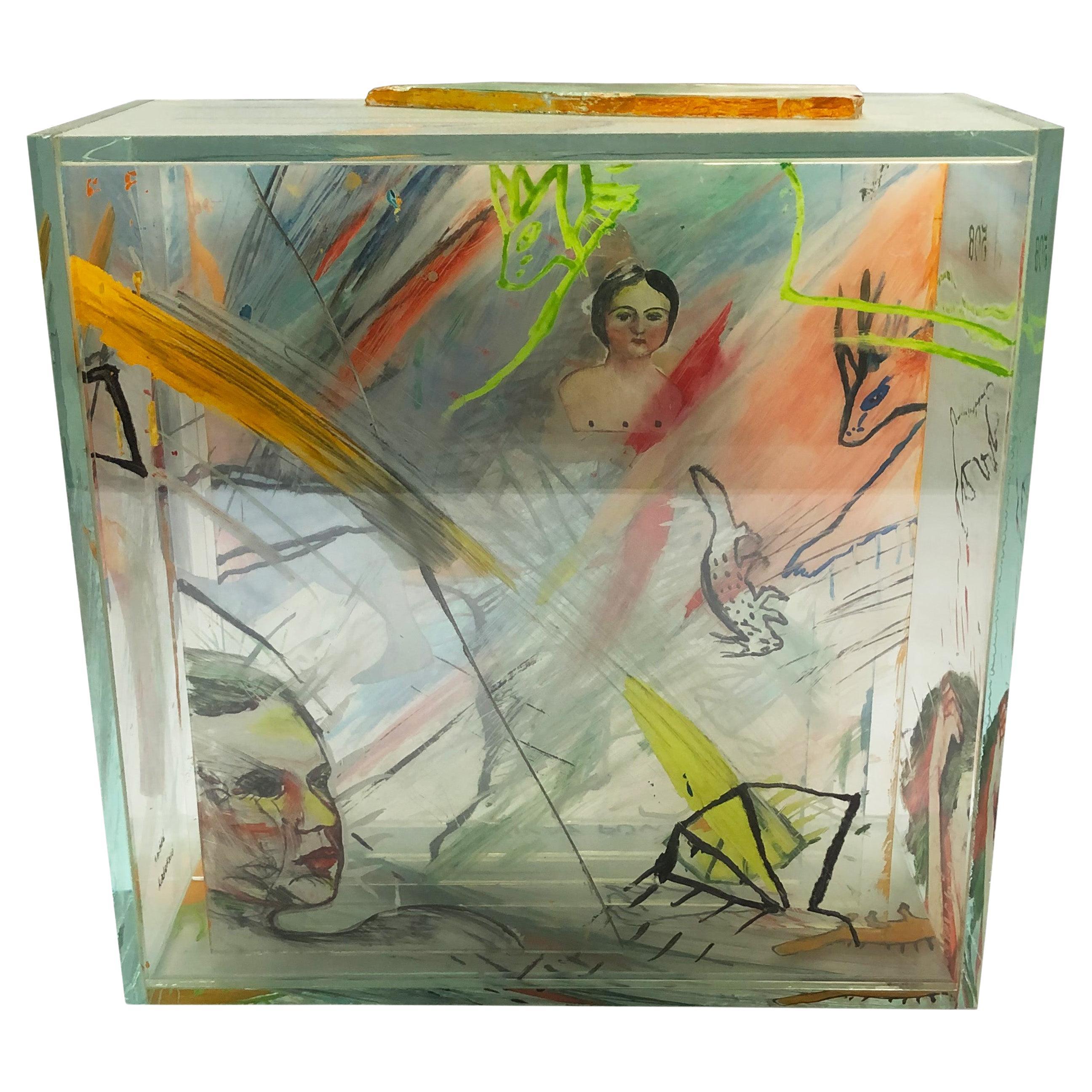 Painted Etched and Egraved Laminated Glass Sheets by Dana Zamecnikova For Sale
