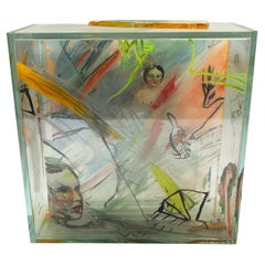Vintage Painted Etched and Egraved Laminated Glass Sheets by Dana Zamecnikova