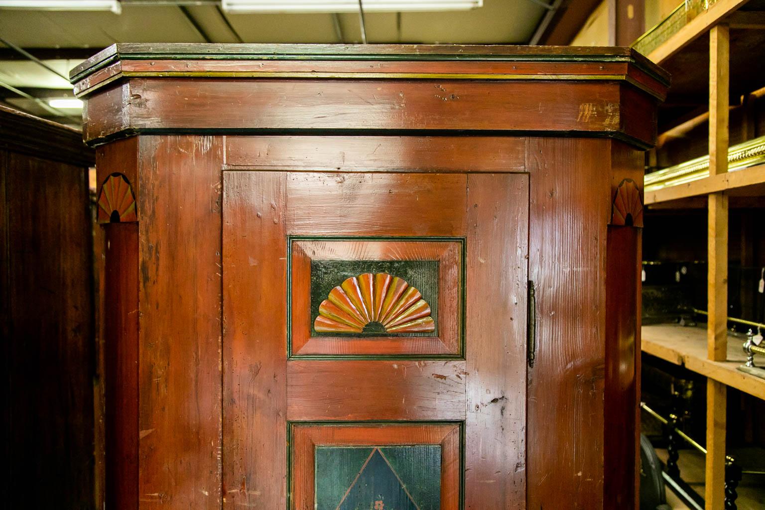 Hand-Painted Painted European Armoire For Sale
