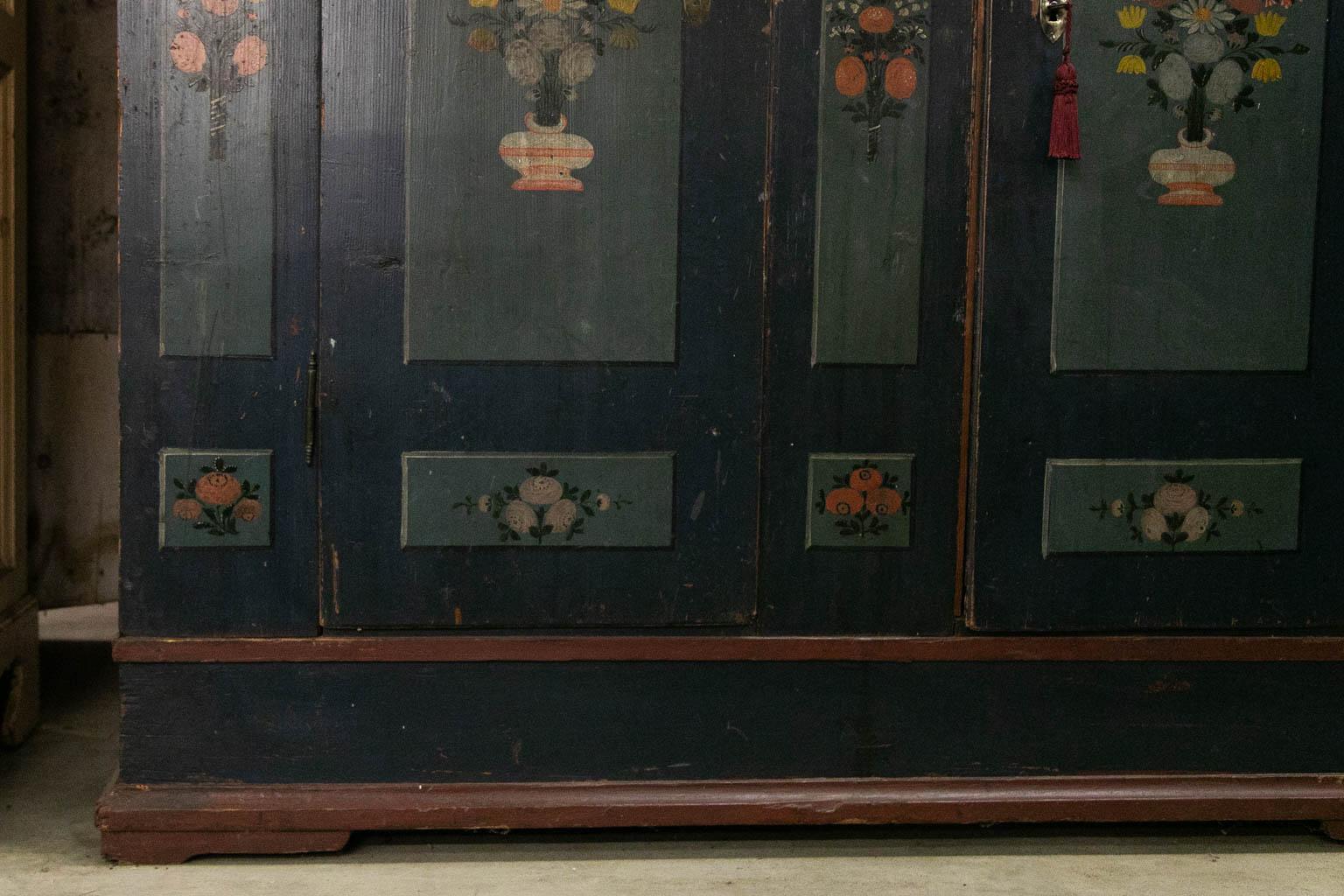 Hand-Painted Painted European Armoire
