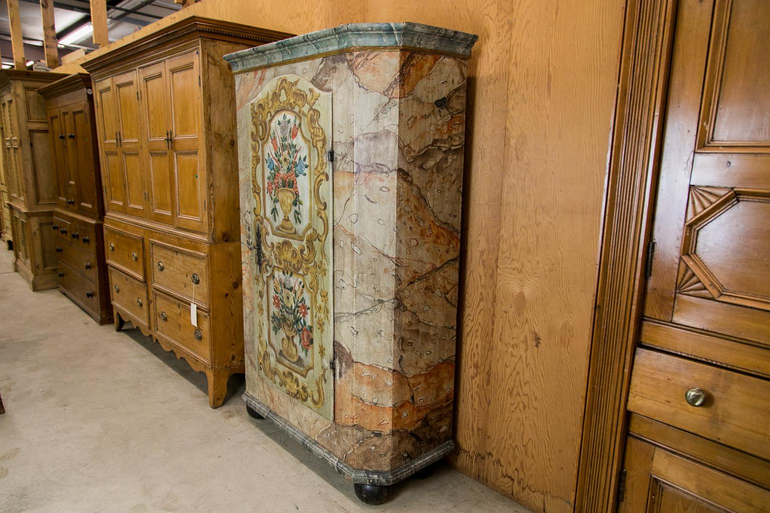 Mid-19th Century Painted European Armoire For Sale