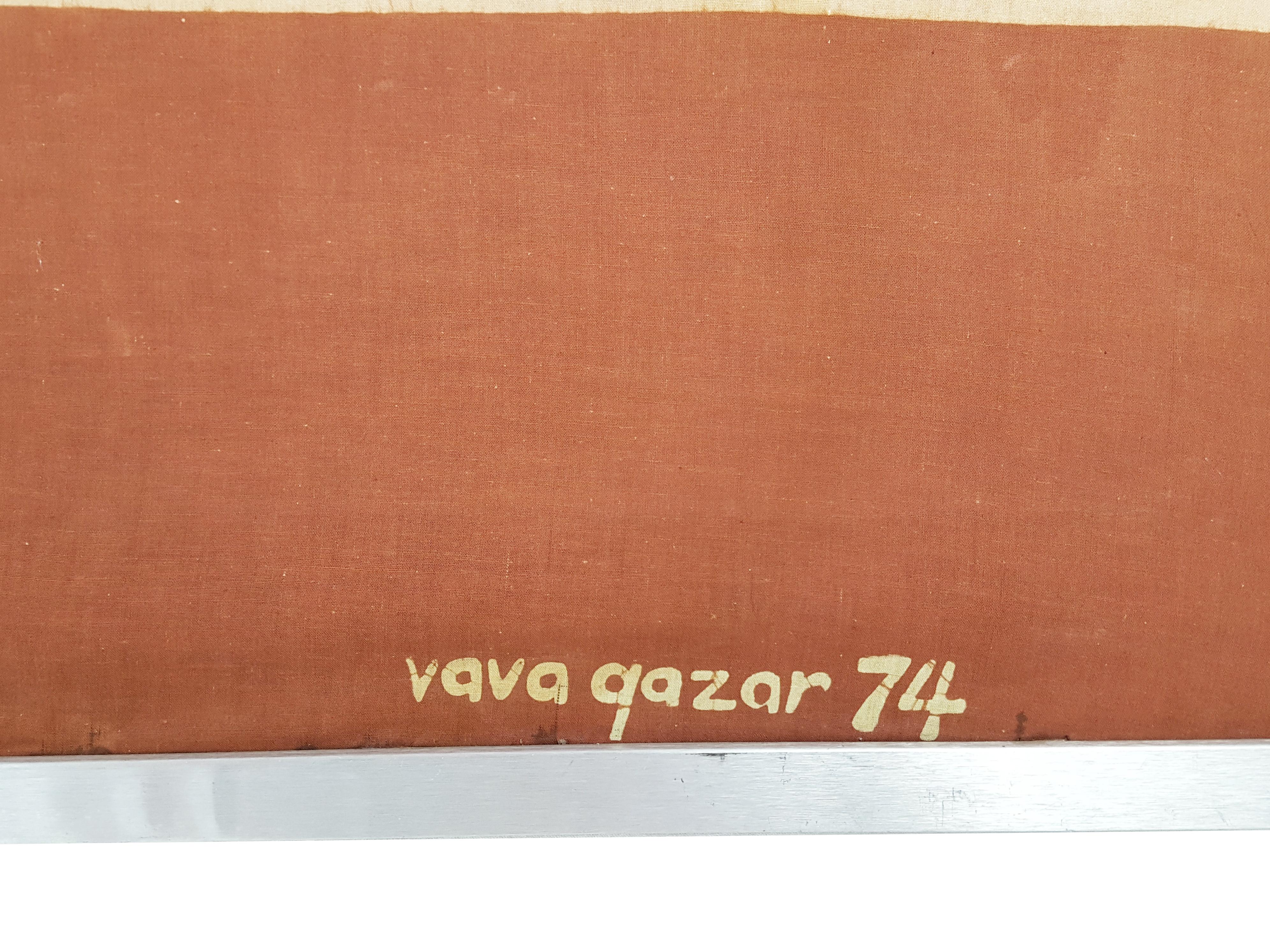 Fin du 20e siècle Tissu peint avec technique du batik de Vava Quazar, 1974 en vente