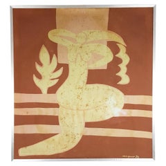 Tissu peint avec technique du batik de Vava Quazar, 1974
