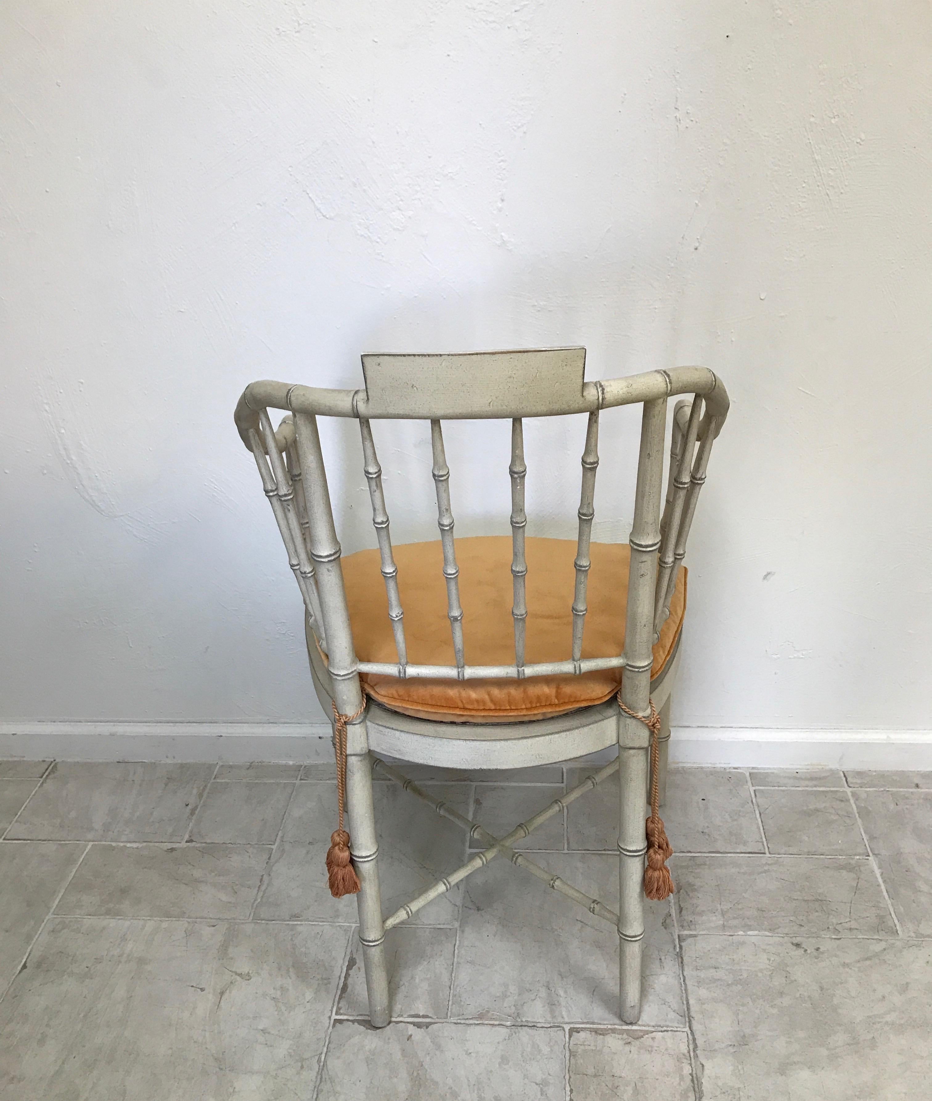 American Painted Faux Bamboo Armchair by Baker